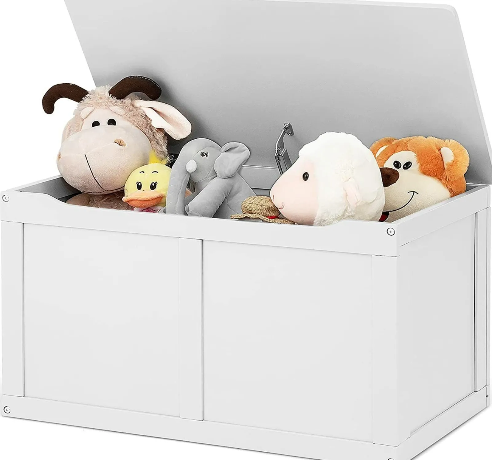 Little Helper Toy Box & Blanket Box | Toy Box & Blanket Box | Kids Montessori Eco Wooden Toy Box with Slow-Release Safety Hinge | White | 72cm