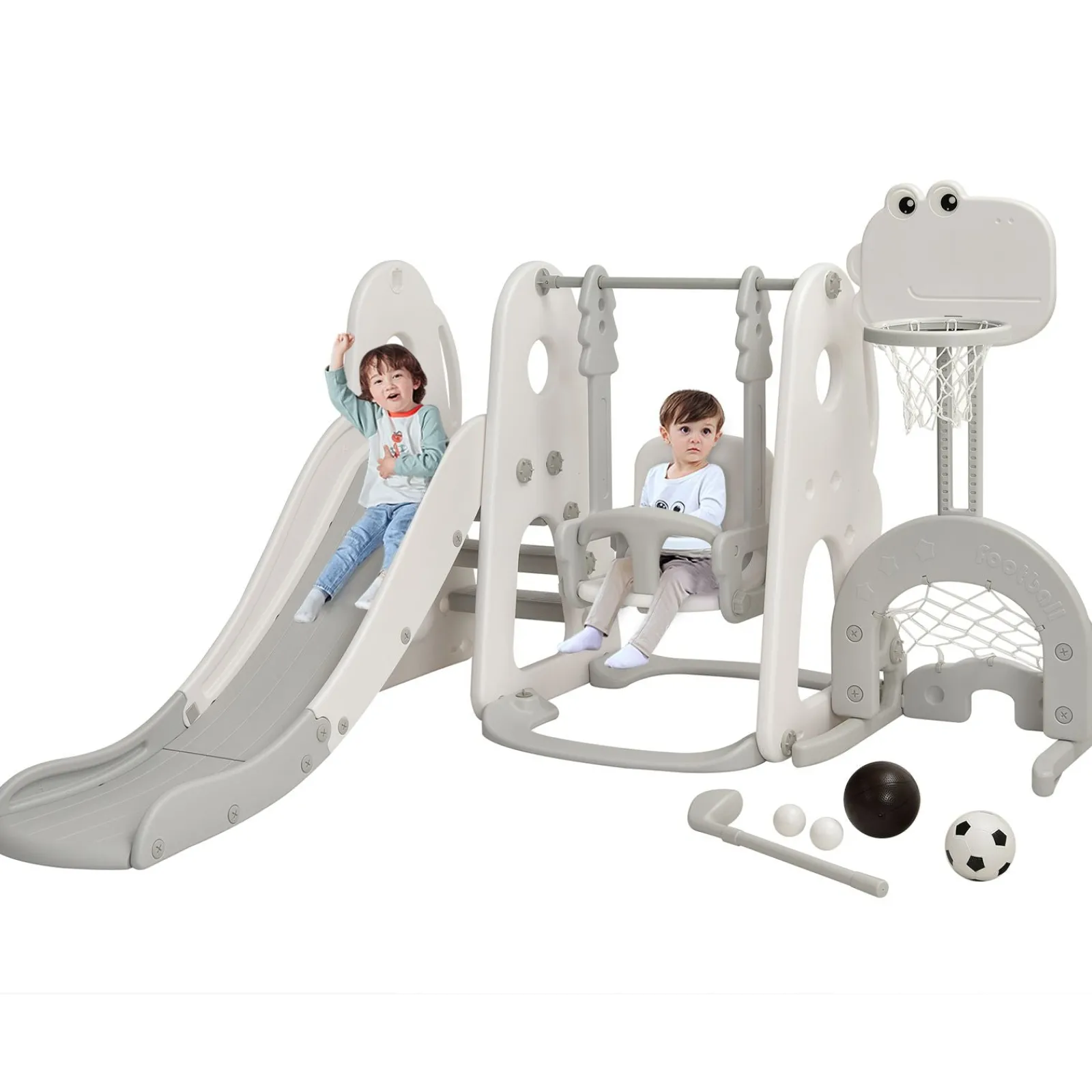 Little Helper Swing & Slide Sets & Garden Play & Trampolines | Montessori Toys & Products | Kids Montessori Play Swing & Slide Set | Basketball | Indoor Outdoor | 3 colours | 18m+