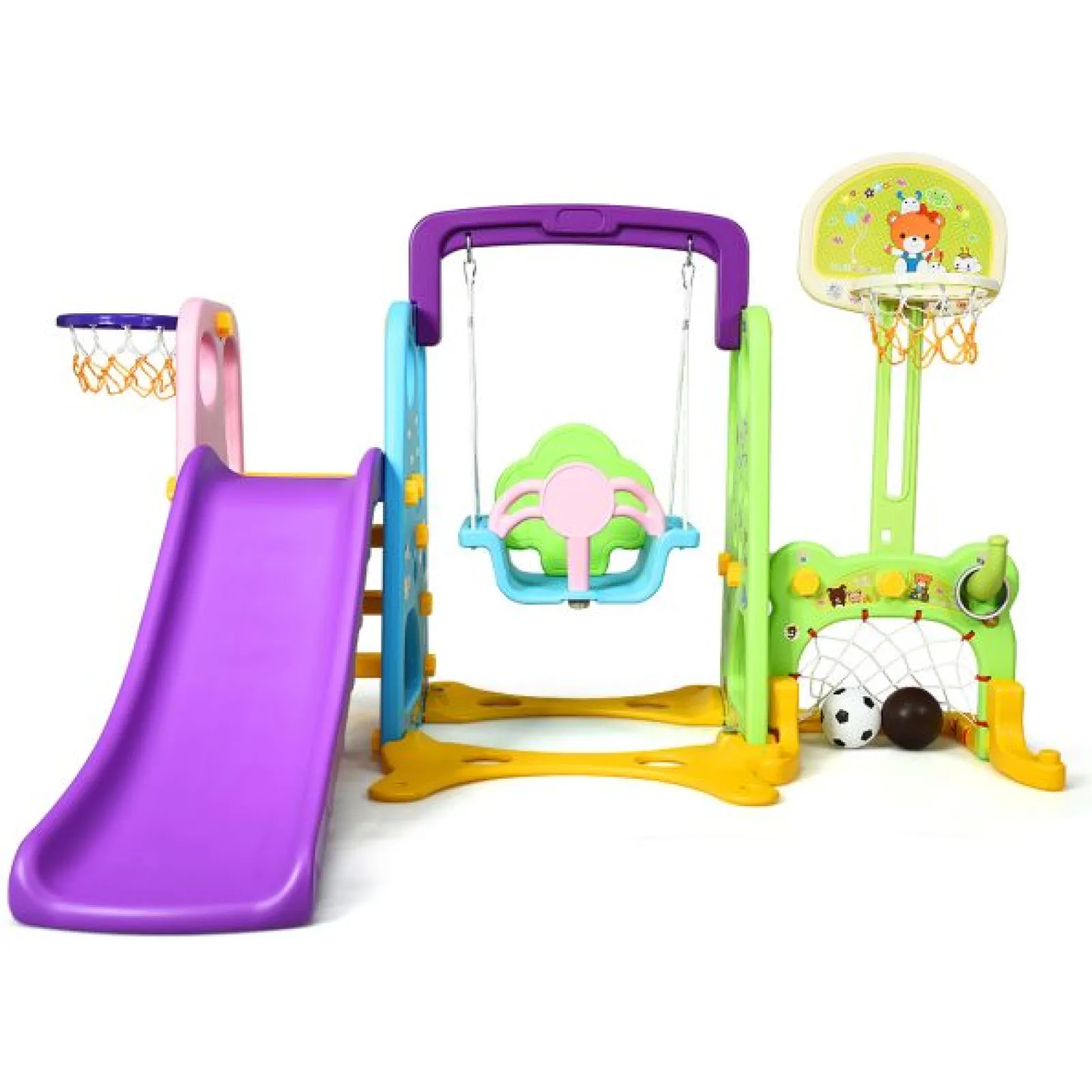Little Helper Swing & Slide Sets & Garden Play & Trampolines | Montessori Toys & Products | Kids Montessori Play Swing & Slide Set | Basketball | Indoor Outdoor | 3 colours | 18m+