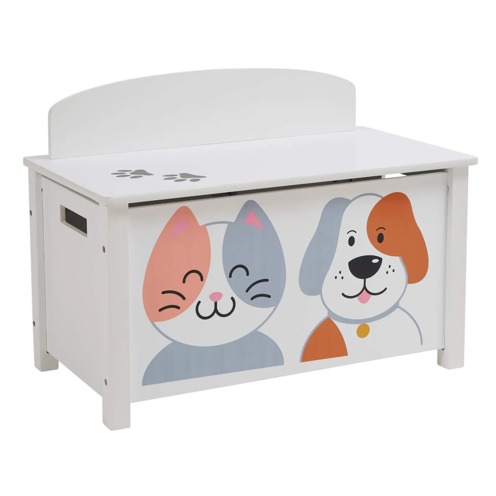 Little Helper Montessori Toys & Products | Toy Box & Blanket Box | Kids Montessori Toy Box and Seat with Slow Release Hinge | Ottoman | Blanket Box | Cat & Dog Design