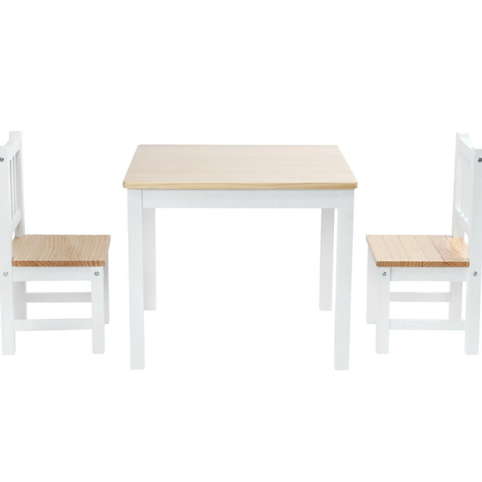 Little Helper Montessori Toys & Products | Table & Chairs (wooden) | Kids Montessori White Natural Wood Table and 2 Chairs | 3 years +