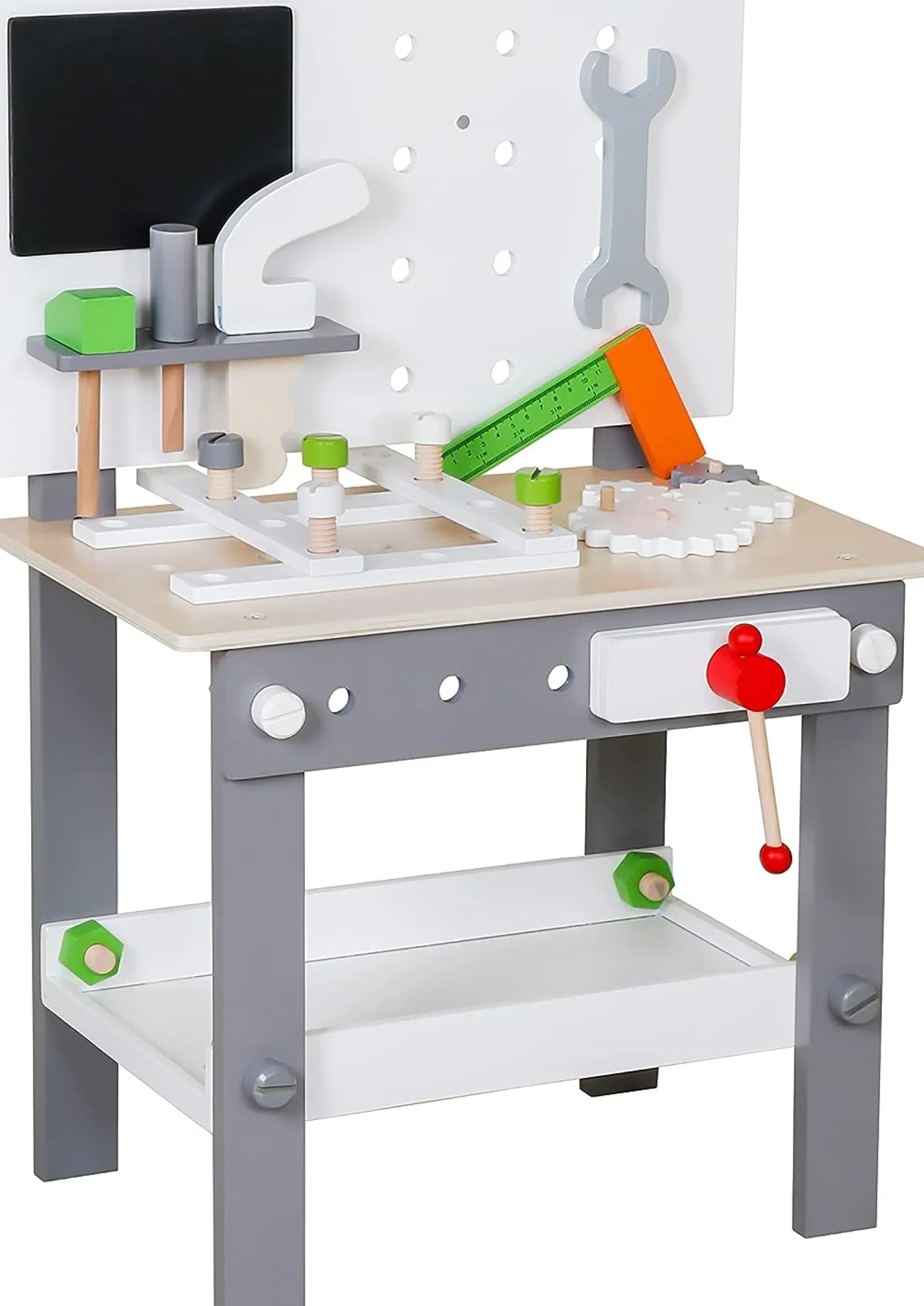 Little Helper Wooden Toys & Educational Toys | Role Play Toys & Pretend Play | Kids Montessori Wooden Workbench | Tool Bench with Tools | Grey | 3 Years+