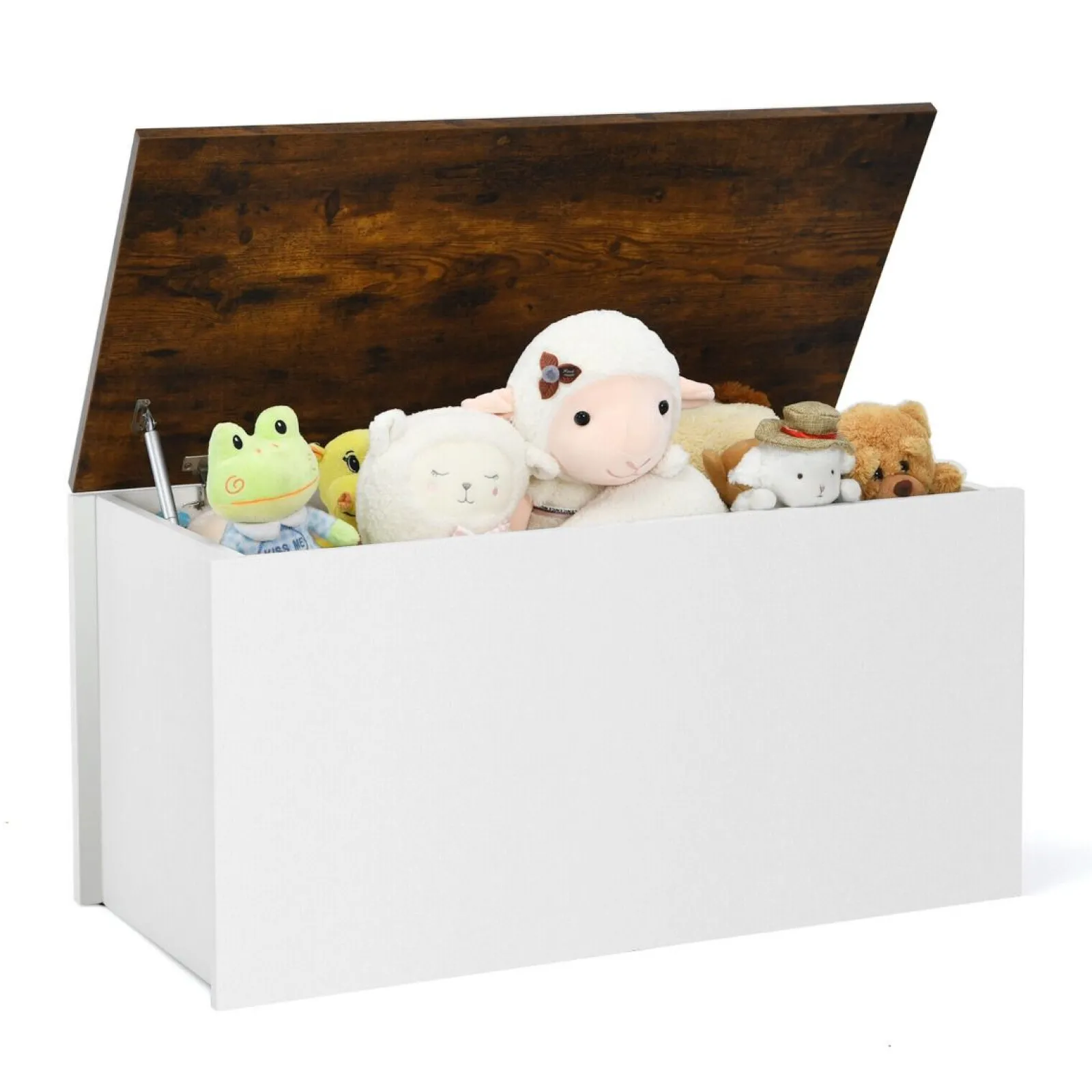 Little Helper Toy Storage Units | Toy Storage Units | Kids Multifunctional Wooden Toy Box | Self-Holding Lid | Childrens Wooden Toy Storage Box | White