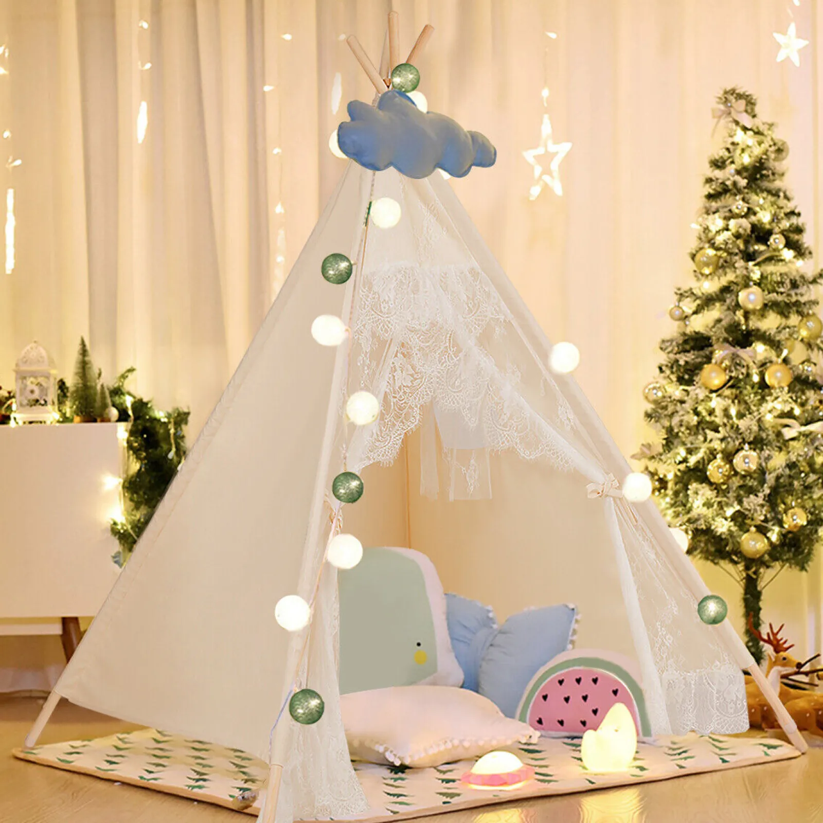 Little Helper Role Play Toys & Pretend Play | Playhouses, Teepees & Dens | Kids Portable Teepee Tent | Folding Playhouse | Indoor & Outdoor W/ Bag | Cream