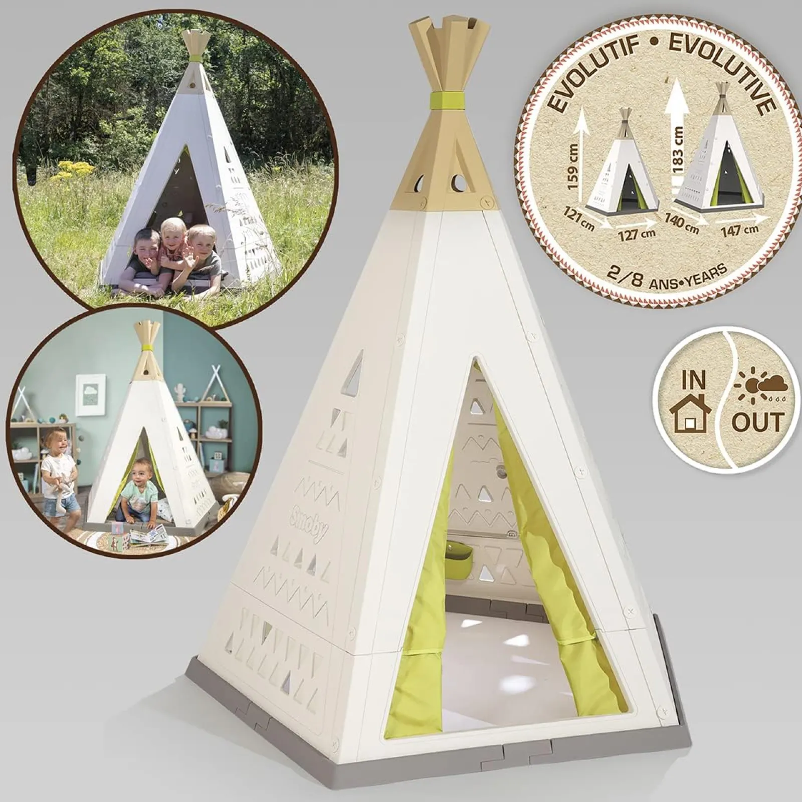 Little Helper Role Play Toys & Pretend Play | Playhouses, Teepees & Dens | Kids Recyclable Strong & Sturdy Montessori Grow-with-Me Teepee | UV Resistant Outdoor Playhouse Den | 1.82m High