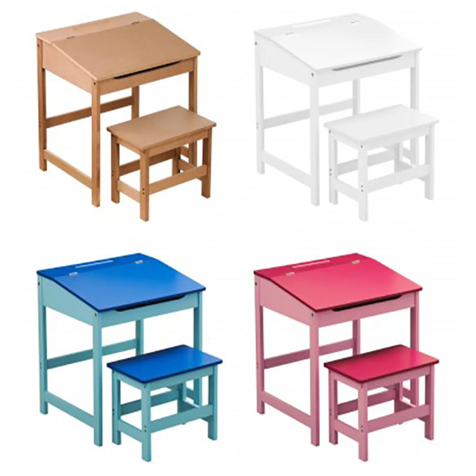 Little Helper Table & Chairs (wooden) | Kids Robust & Compact Desk with Stool and Storage | White | 3-8 Years