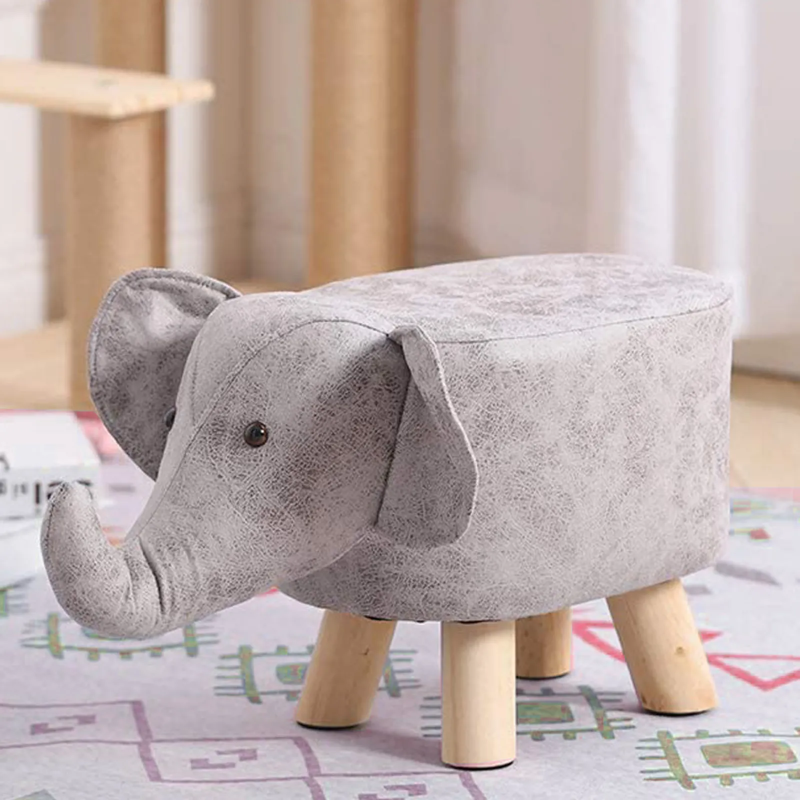 Little Helper Chairs & Stools | Kids Super Cute & Soft Stool & Footrest | Grey Elephant Design