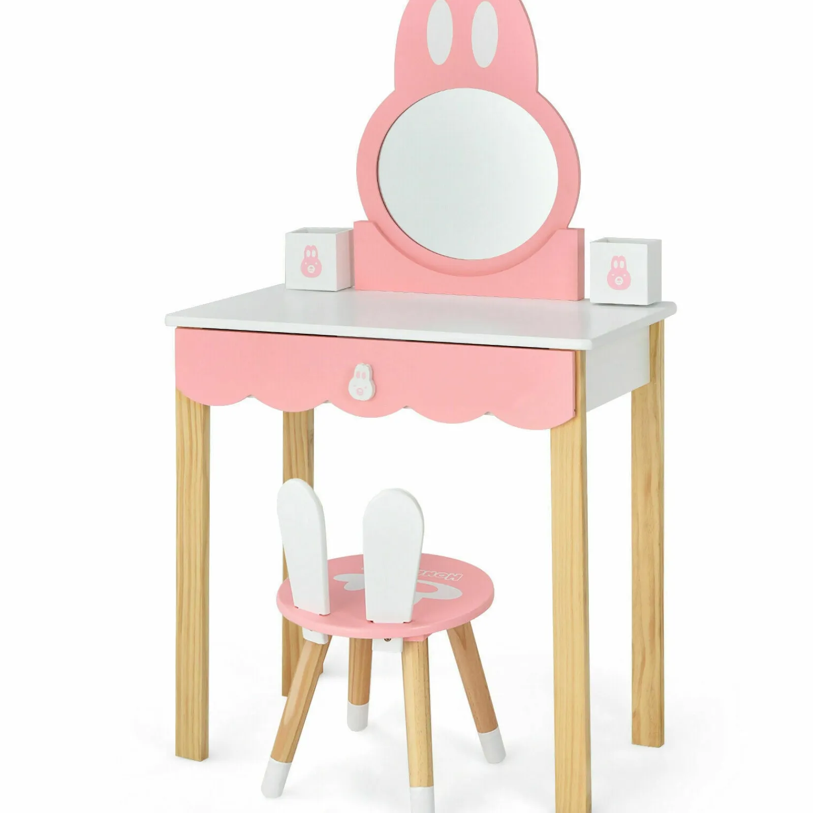 Little Helper Toy Storage Units | Toy Storage Units | Kids Vanity Table and Chair Set Pretend Makeup Dressing Table W/ Mirror & Drawer