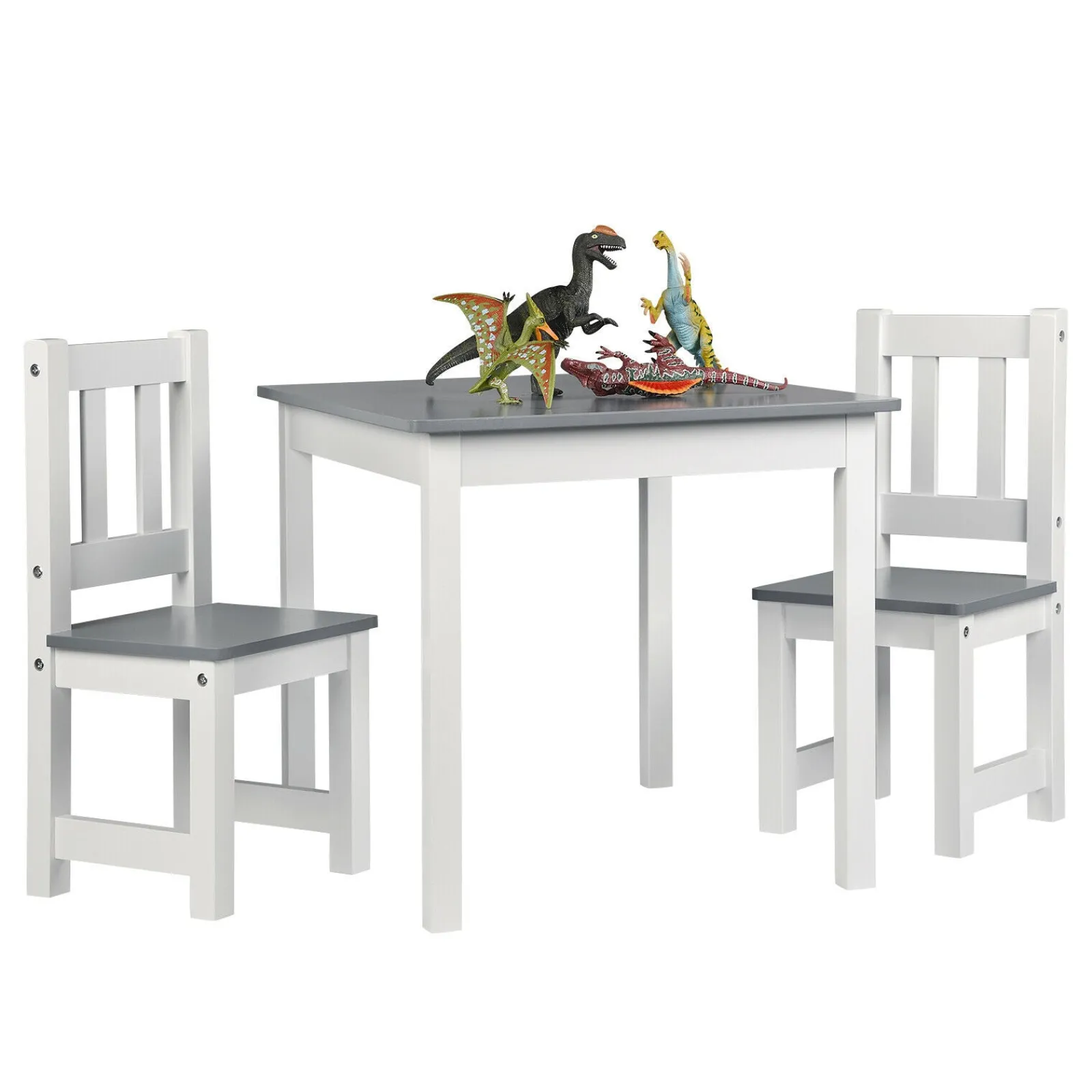 Little Helper Table & Chairs (wooden) | Kids Wooden Table and Chairs Set | Crisp White & Dove Grey | 3 Years+