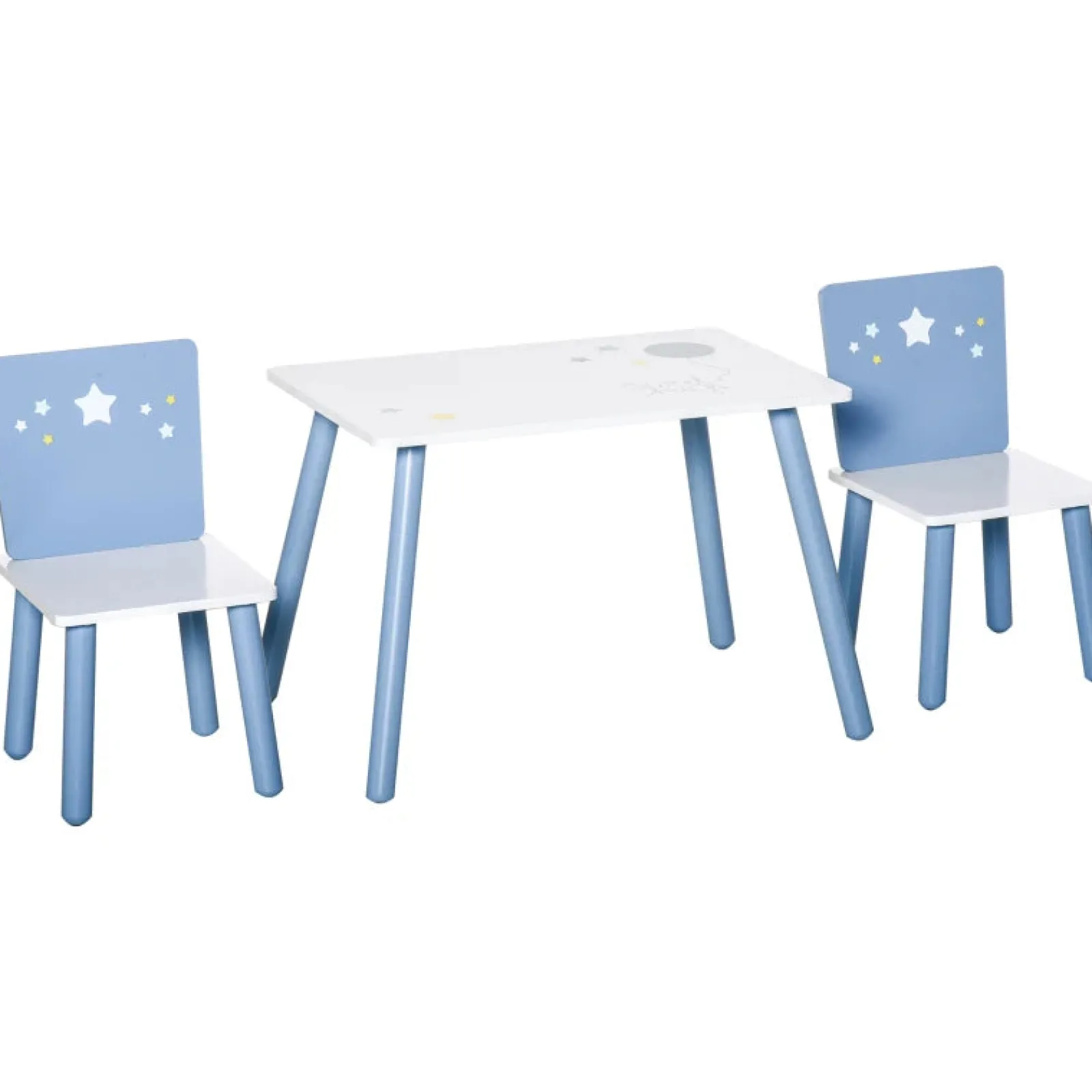 Little Helper Table & Chairs (wooden) | Kids Wooden Table and Chairs Set | Shooting Stars | Blue & White