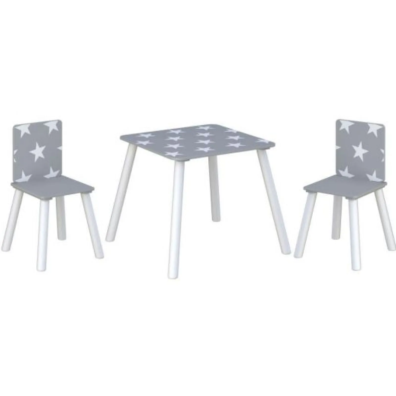 Little Helper Table & Chairs (wooden) | Kids Wooden Table and Chairs Set | Shooting Stars | White & Grey