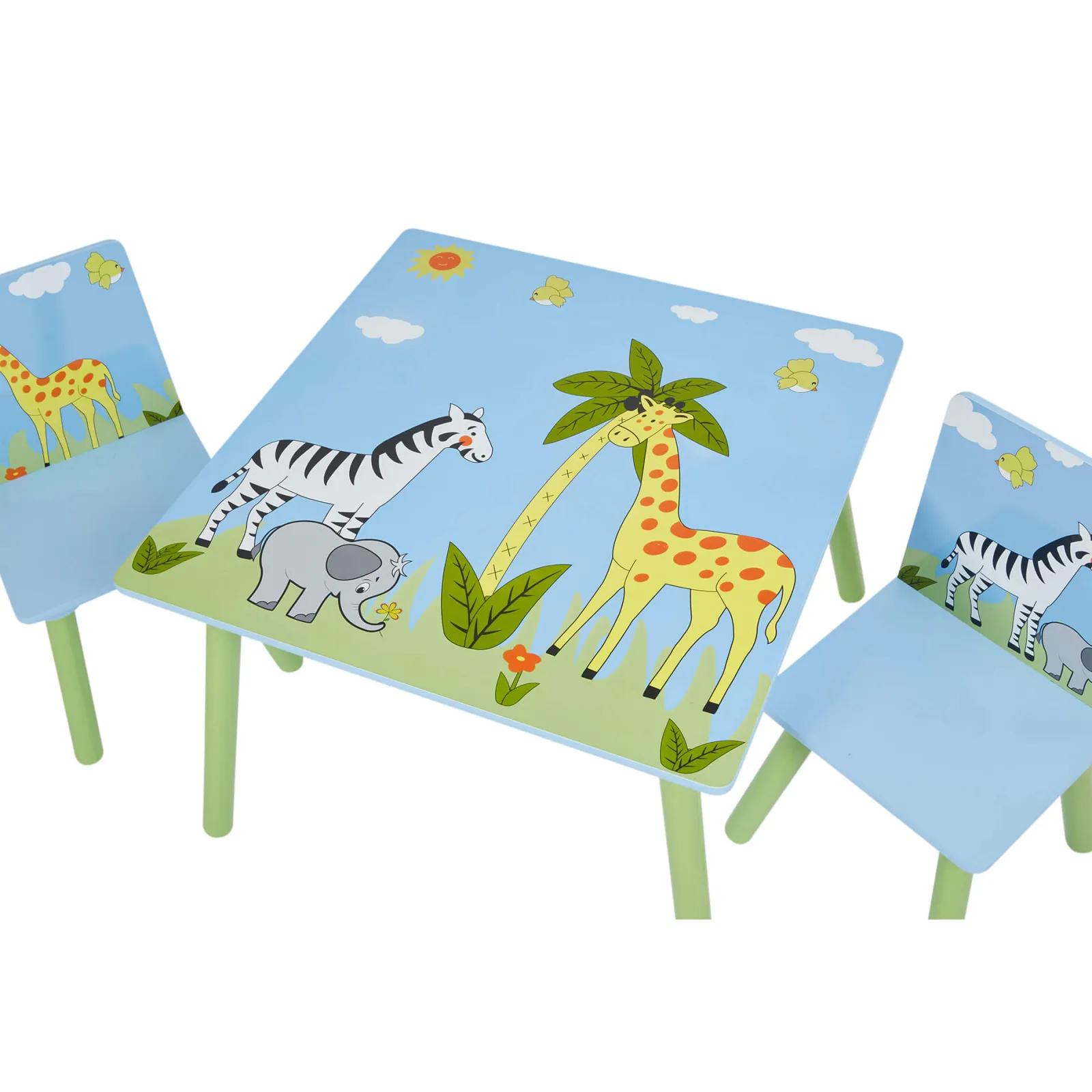 Little Helper Table & Chairs (wooden) | Kids Wooden Table and Chairs Set for 2 | Activity Table | African Safari Theme