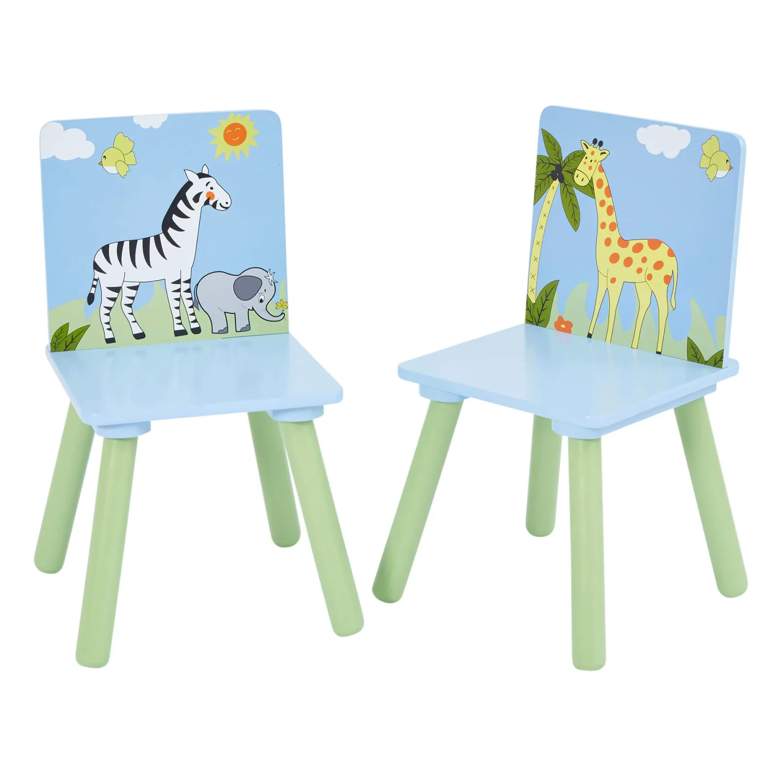 Little Helper Table & Chairs (wooden) | Kids Wooden Table and Chairs Set for 2 | Activity Table | African Safari Theme