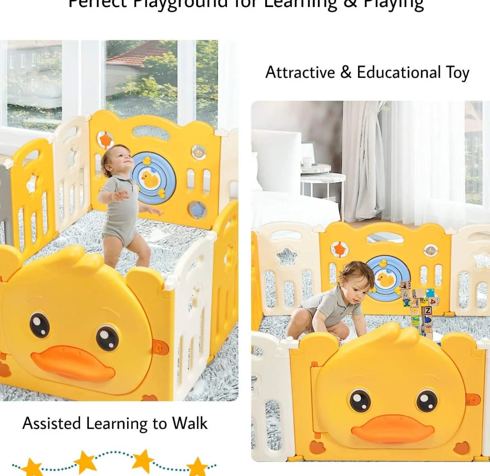 Little Helper Ball Pits & Ball Pools | Baby Playpens | Large 12 Panel Foldable Baby Playpen and Ball Pool | Yellow "Car" themed Sunshine Design