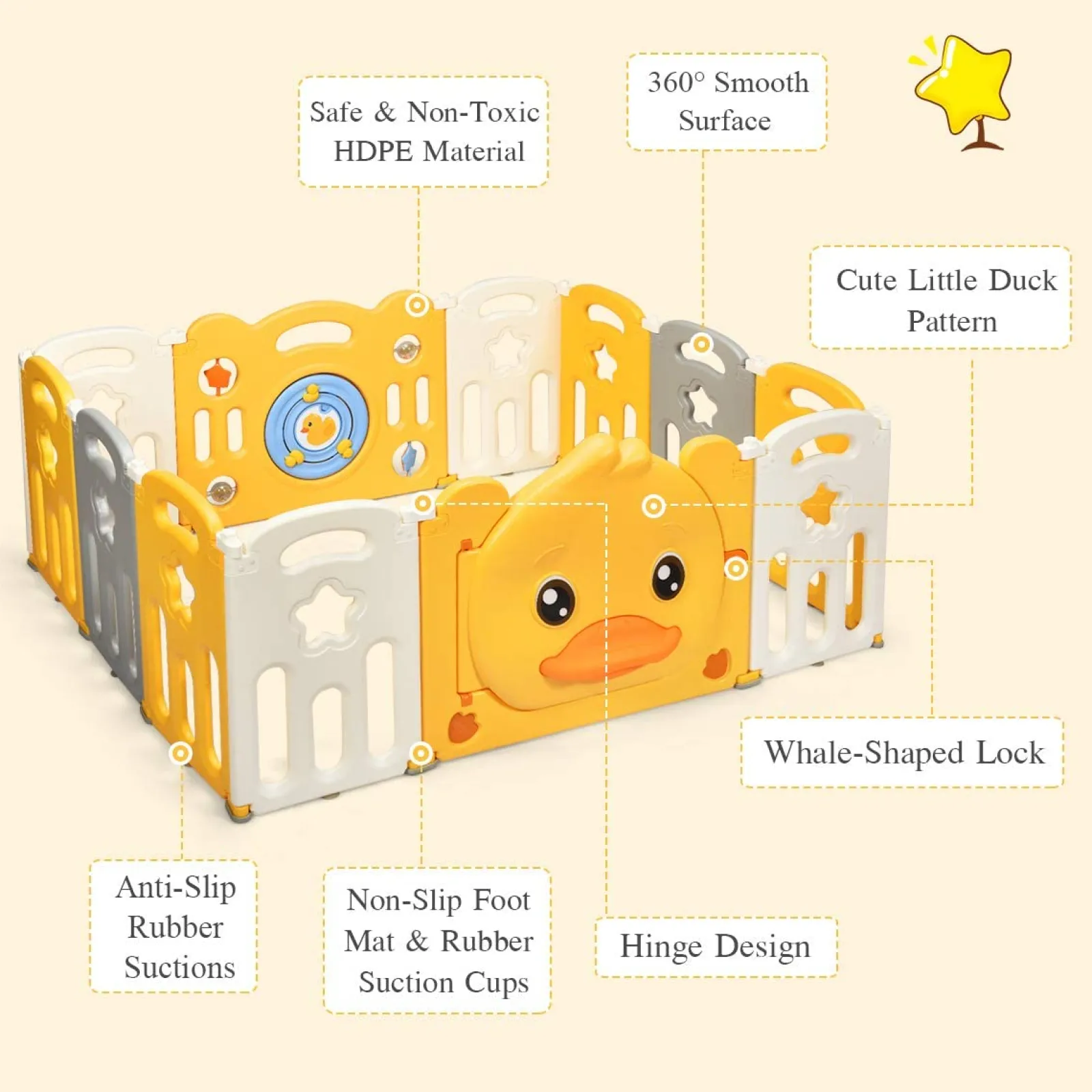 Little Helper Ball Pits & Ball Pools | Baby Playpens | Large 12 Panel Foldable Baby Playpen and Ball Pool | Yellow "Car" themed Sunshine Design