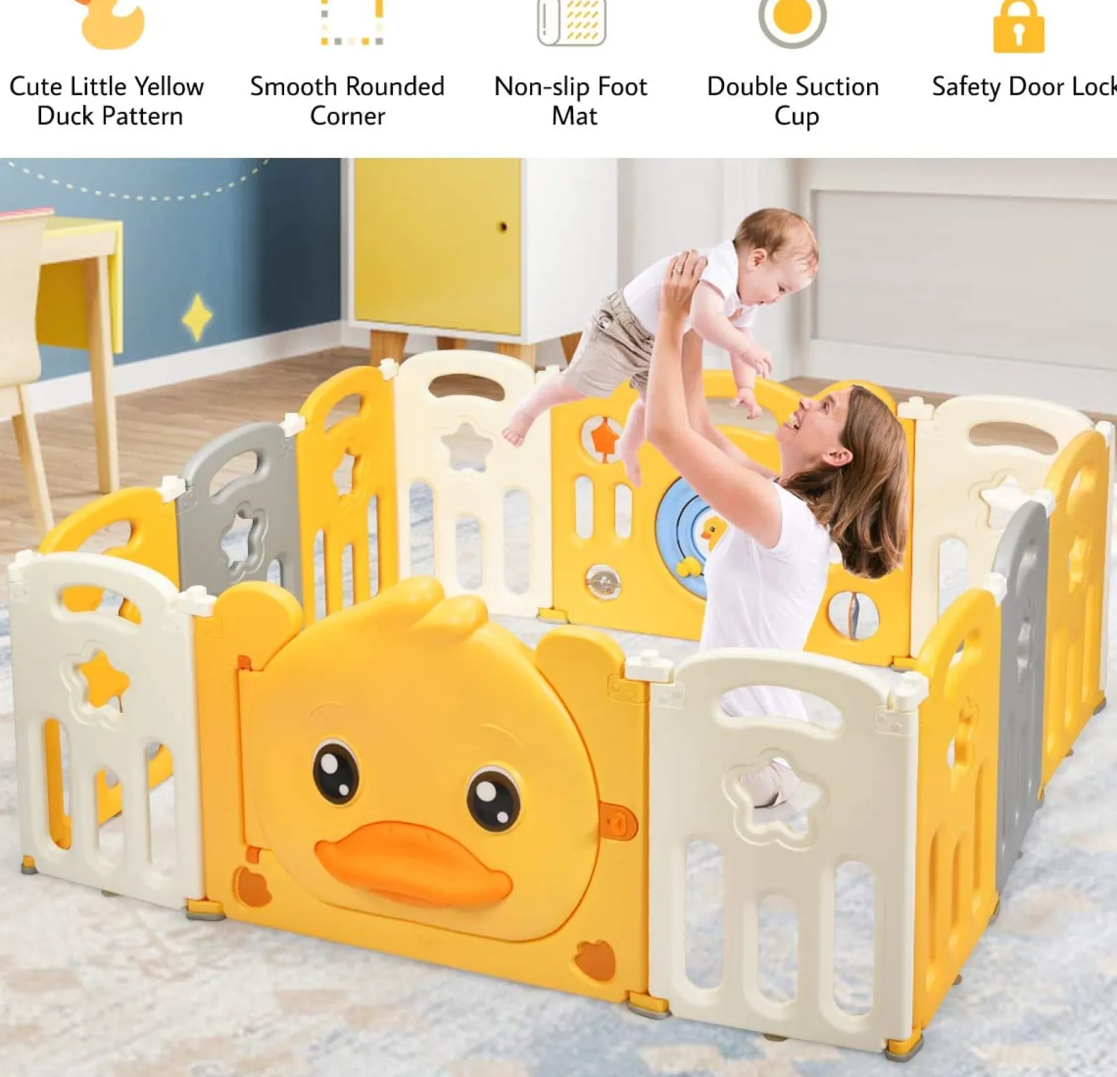 Little Helper Ball Pits & Ball Pools | Baby Playpens | Large 12 Panel Foldable Baby Playpen and Ball Pool | Yellow "Car" themed Sunshine Design