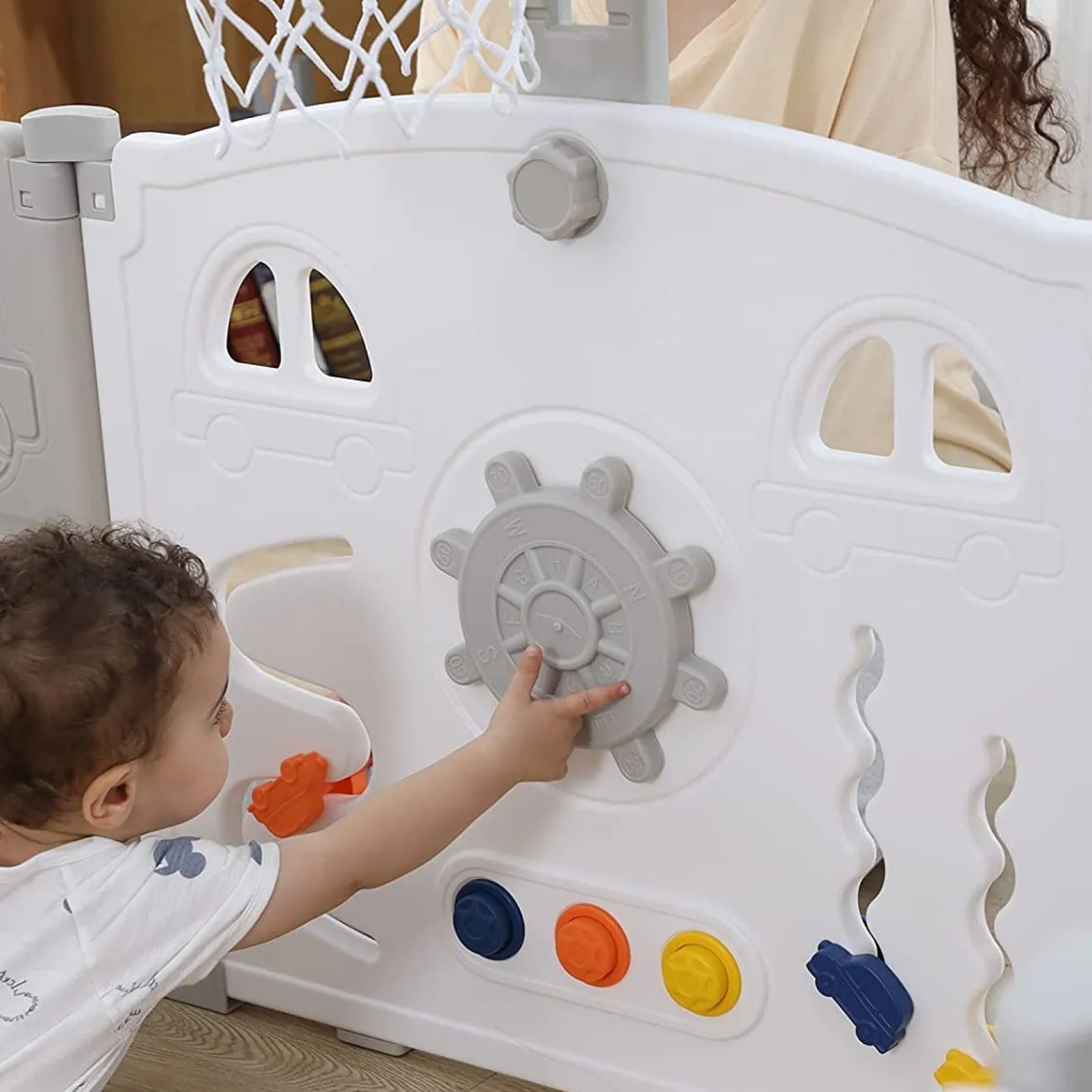 Little Helper Ball Pits & Ball Pools | Baby Playpens | Large 14 Panel Folding Baby Playpen and Ball Pool with Basketball Hoop & 50 Balls