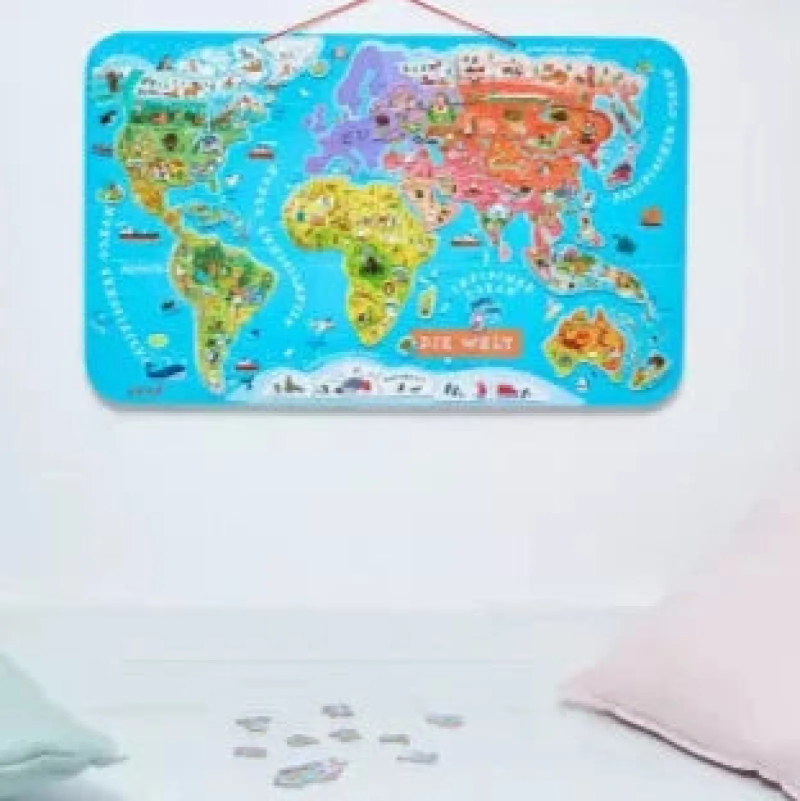 Little Helper Wooden Toys & Educational Toys | Baby Gifts | Large 92 Piece Eco Wood Montessori Magnetic World Map Puzzle | Preschool Toy Puzzles & Games