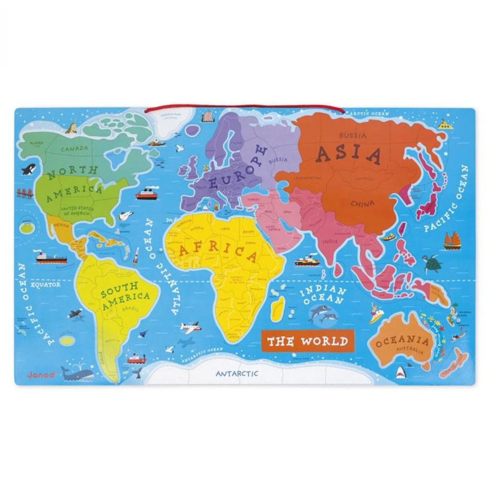 Little Helper Wooden Toys & Educational Toys | Baby Gifts | Large 92 Piece Eco Wood Montessori Magnetic World Map Puzzle | Preschool Toy Puzzles & Games