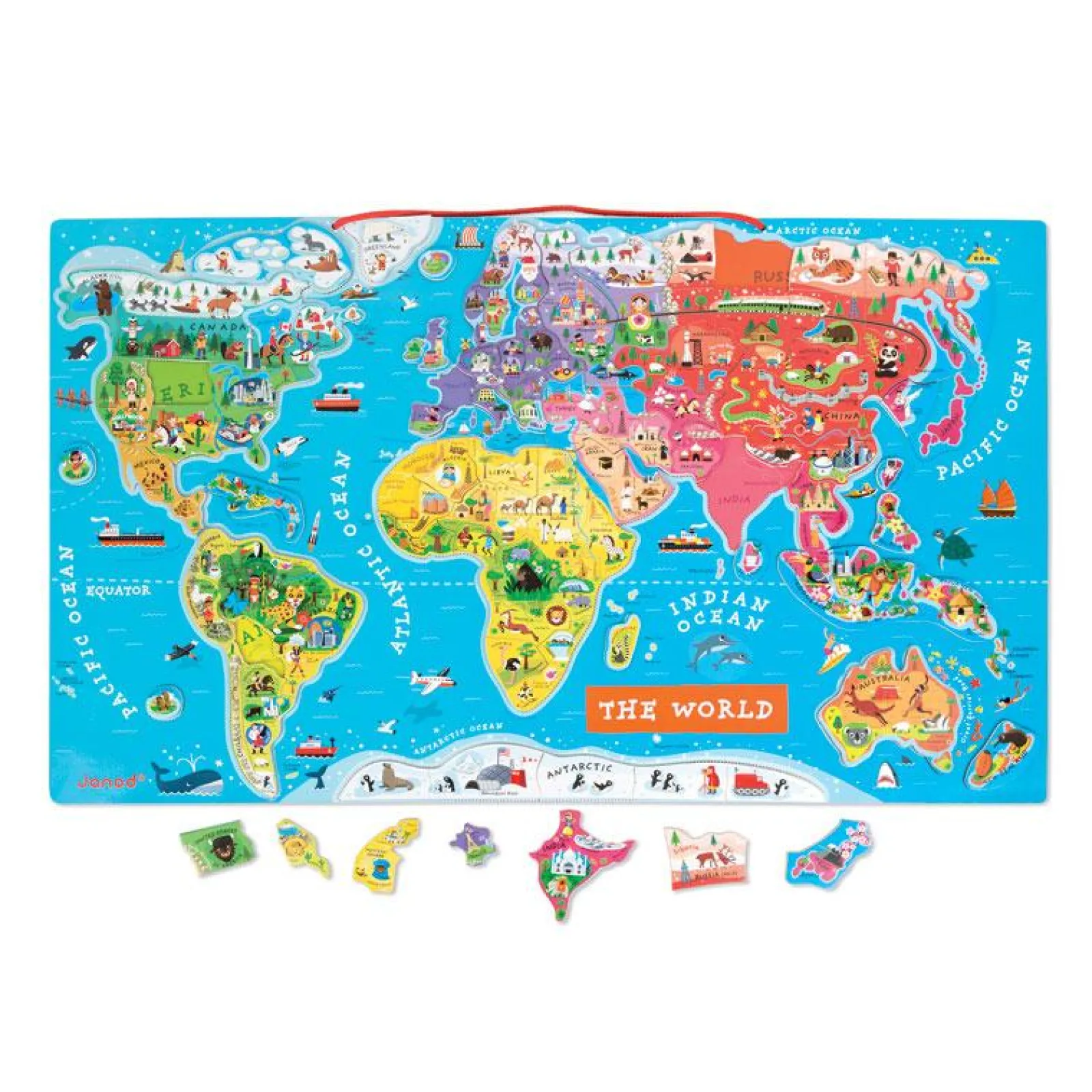 Little Helper Wooden Toys & Educational Toys | Baby Gifts | Large 92 Piece Eco Wood Montessori Magnetic World Map Puzzle | Preschool Toy Puzzles & Games