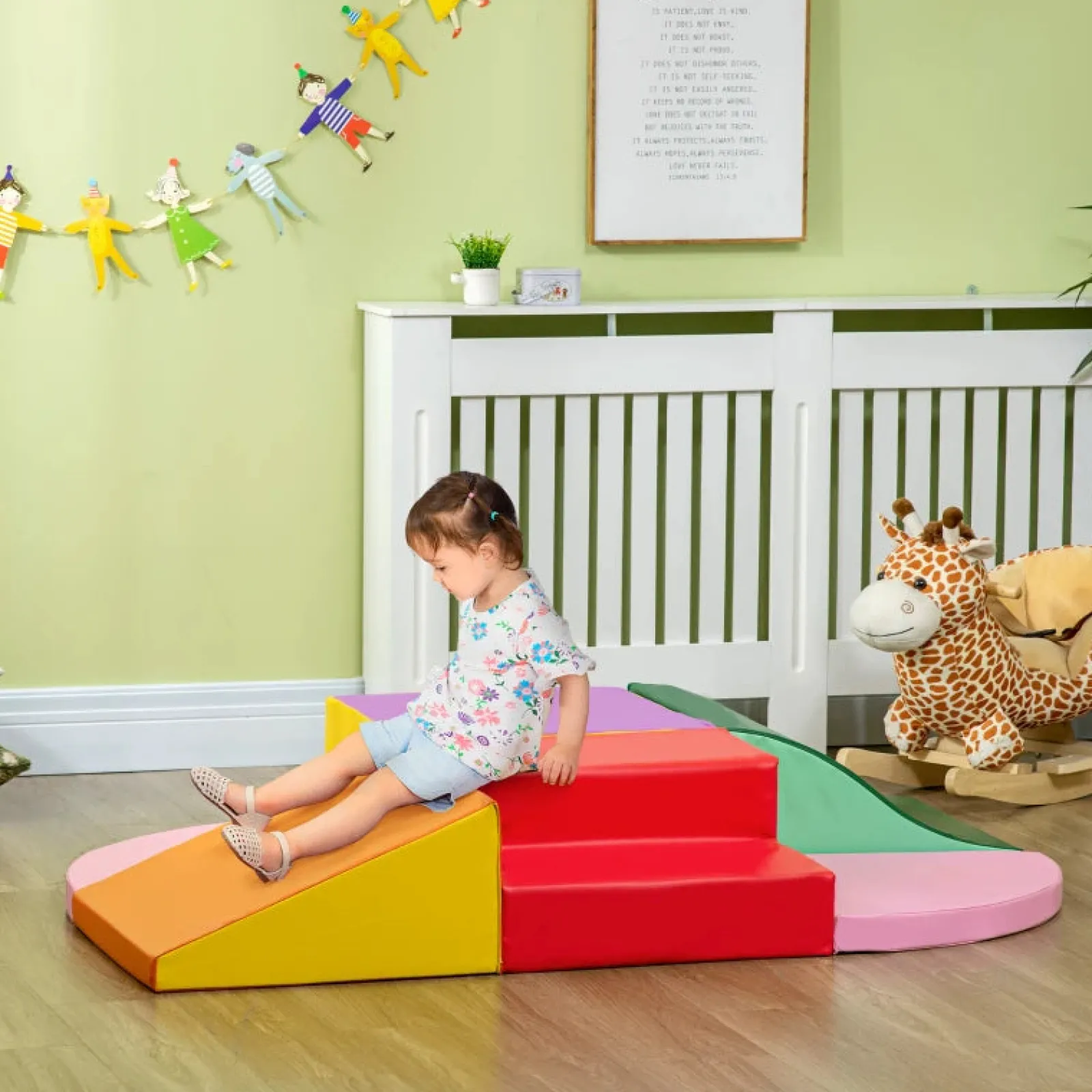 Little Helper Swing & Slide Sets & Garden Play & Trampolines | Kids Climbing Frames & Activity Toys | Large 6 Piece Montessori Climb, Crawl & Slide Soft Play Equipment | Bright Colours | 12m+