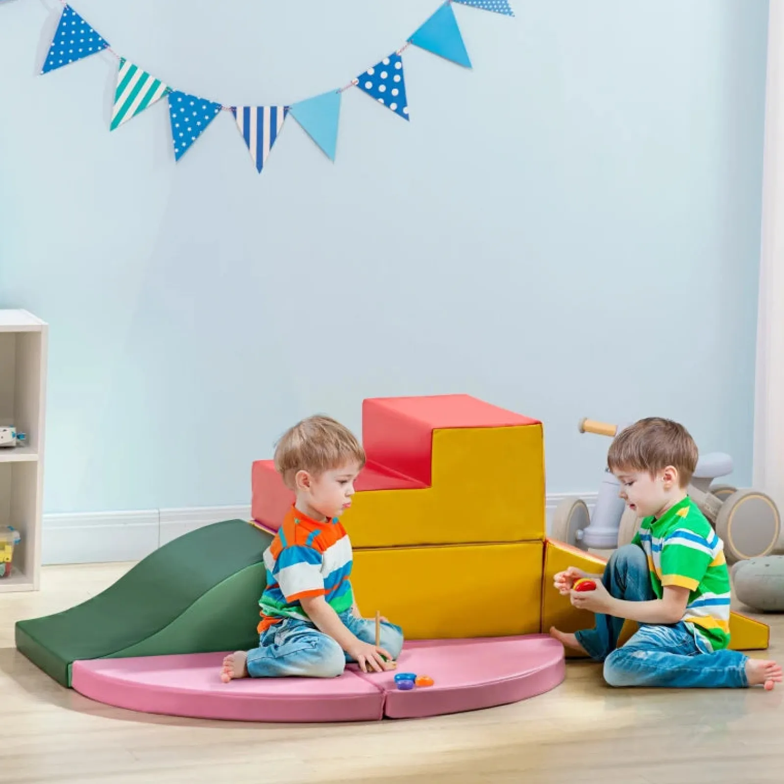 Little Helper Swing & Slide Sets & Garden Play & Trampolines | Kids Climbing Frames & Activity Toys | Large 6 Piece Montessori Climb, Crawl & Slide Soft Play Equipment | Bright Colours | 12m+