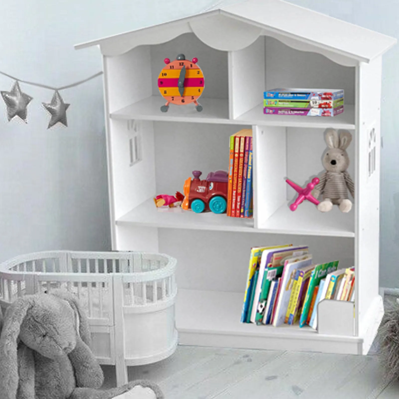 Little Helper Wooden Toys & Educational Toys | Dollhouses | Large 3 Storey Montessori Eco-Wooden Dolls House & Bookcase | Toy Storage | 1m High
