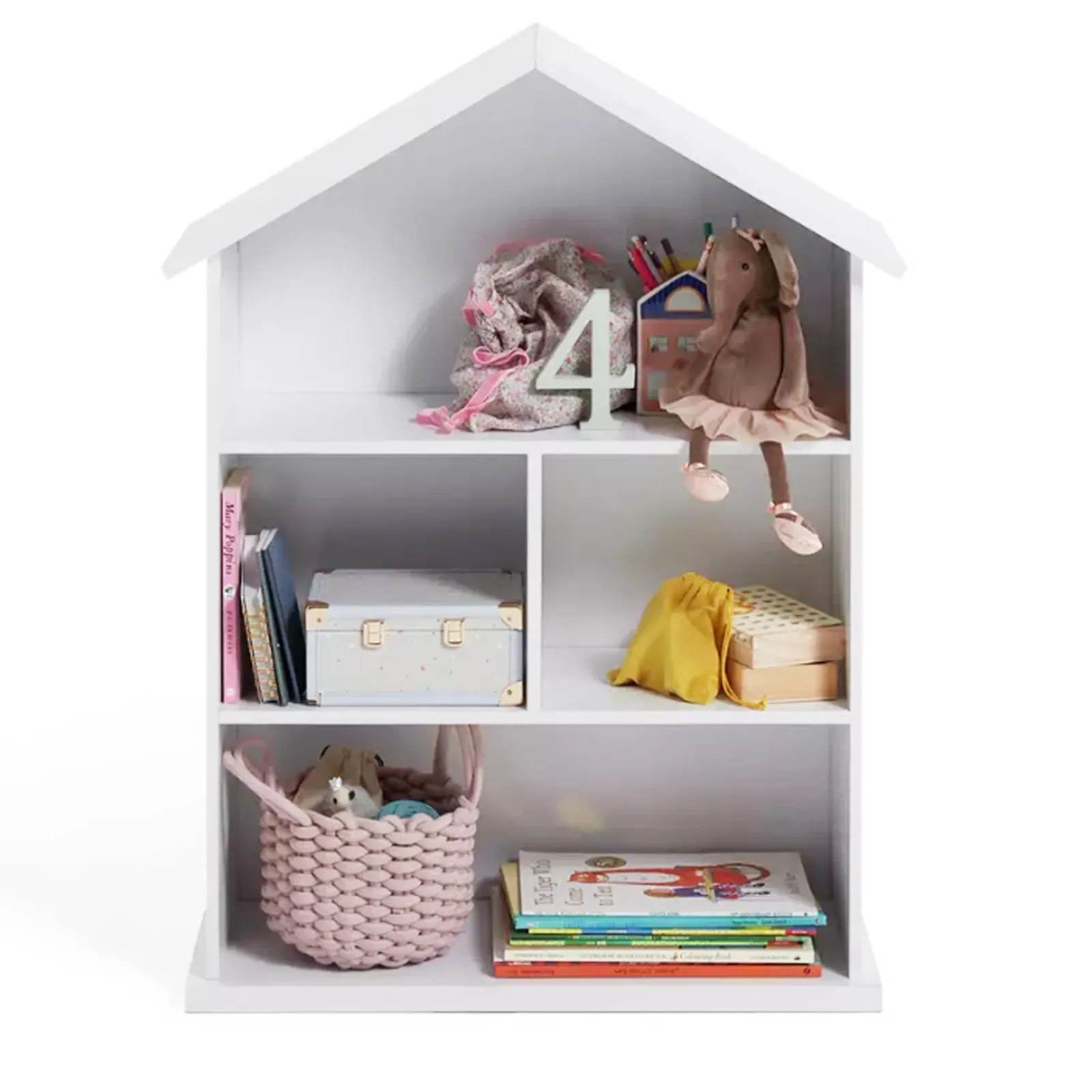 Little Helper Wooden Toys & Educational Toys | Dollhouses | Large 3 Storey Montessori Wood Dolls House & Bookcase | Library | Toy Storage | 89cm High