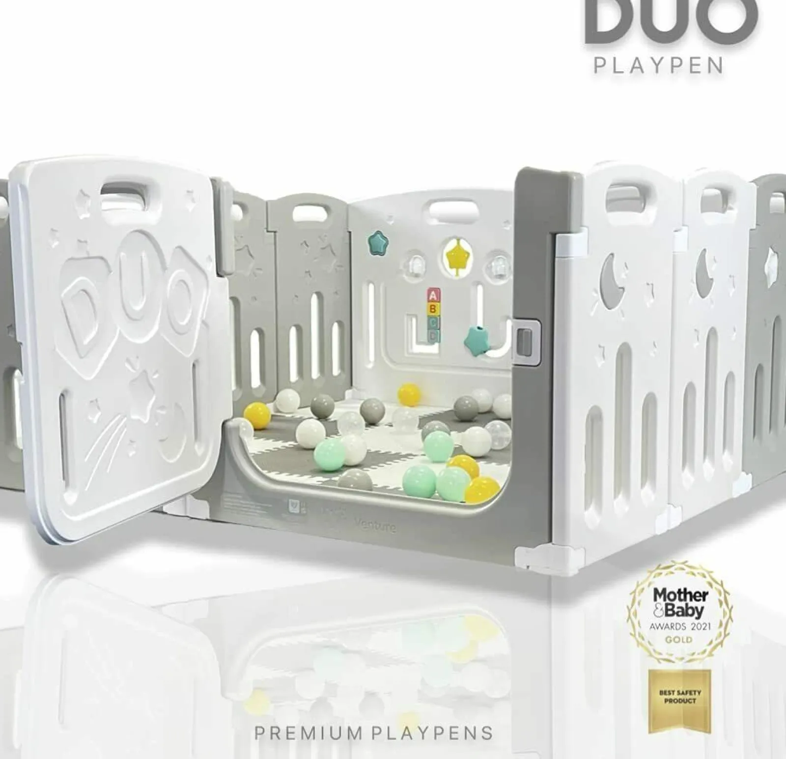 Little Helper Ball Pits & Ball Pools | Baby Playpens | Large Award-winning 14 Panel Non-Toxic | Recyclable Foldable Baby Playpen and Ball Pool | Modular | White & Grey