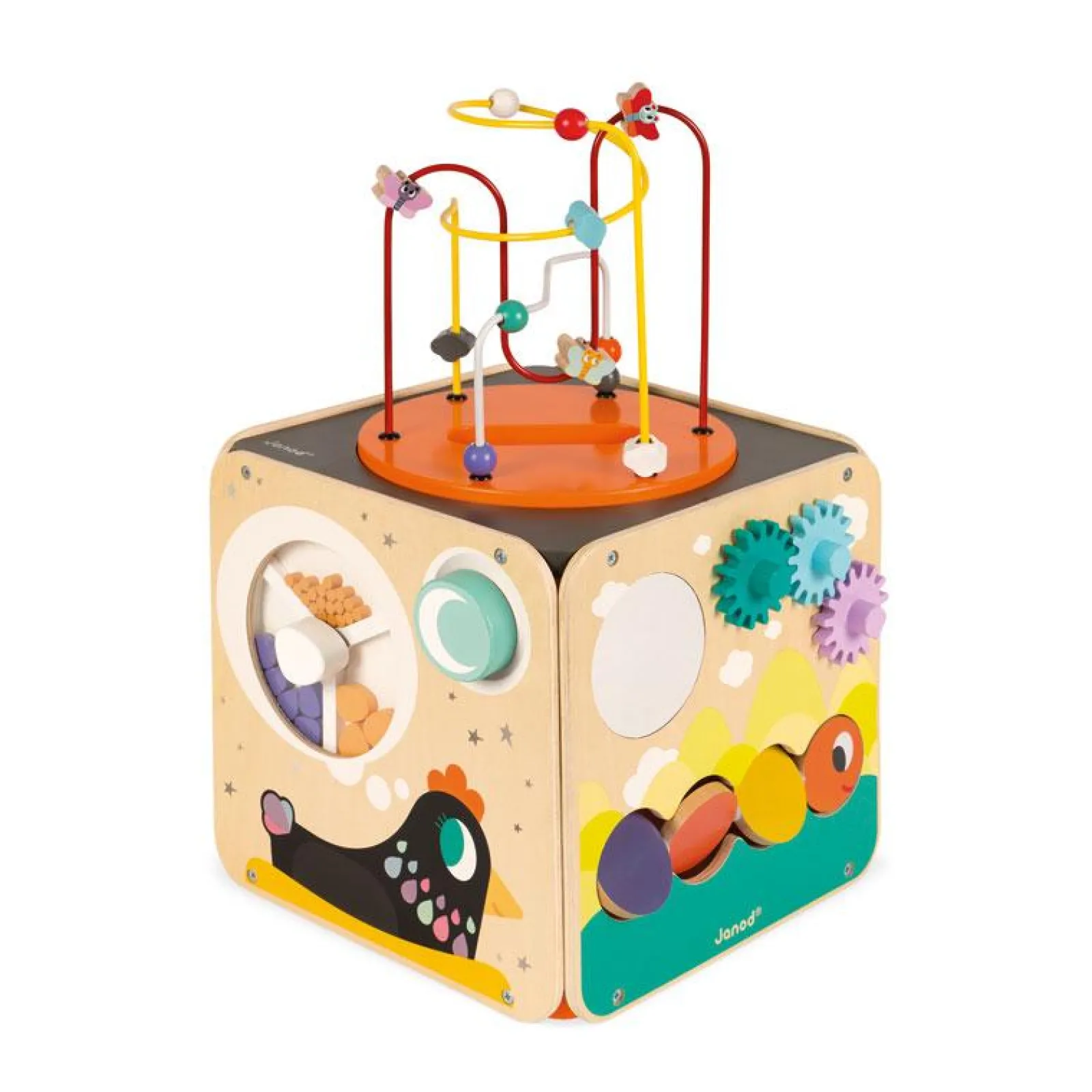 Little Helper Wooden Toys & Educational Toys | Montessori Toys & Products | Large Deluxe Montessori Eco Wood Busy Board | Multi-Activity Cube | Activity Centres, Playsets & Tables | 1-3 years