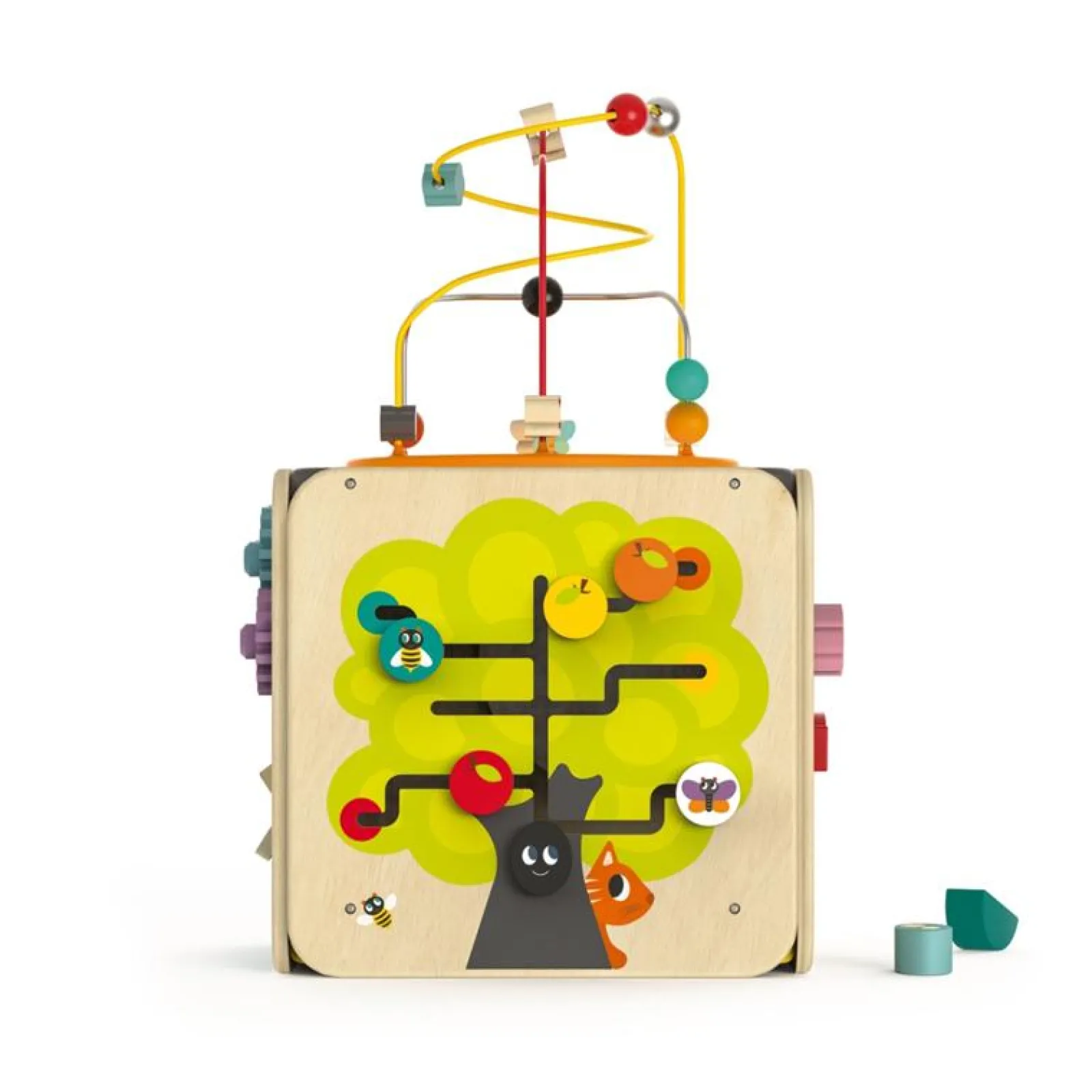Little Helper Wooden Toys & Educational Toys | Montessori Toys & Products | Large Deluxe Montessori Eco Wood Busy Board | Multi-Activity Cube | Activity Centres, Playsets & Tables | 1-3 years