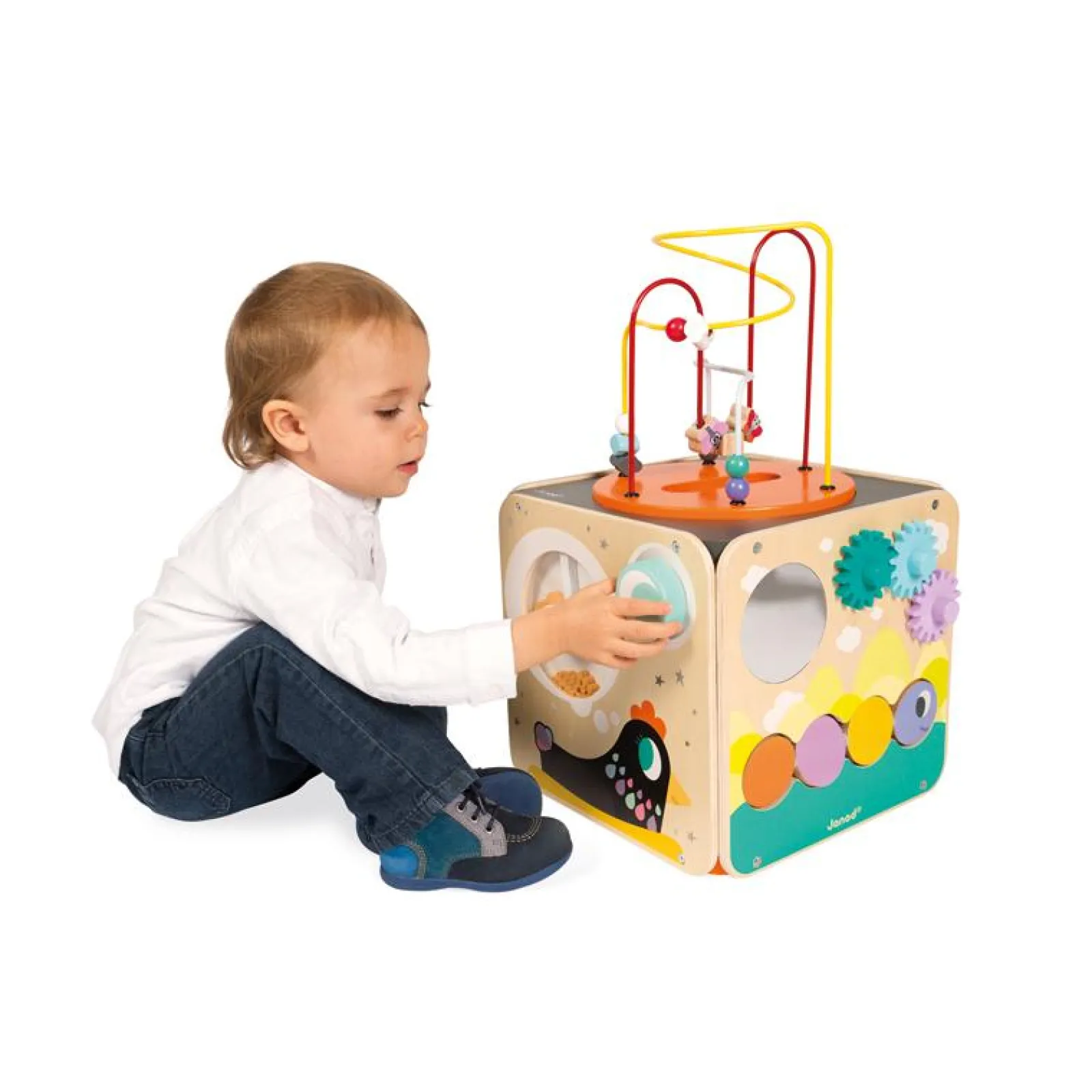 Little Helper Wooden Toys & Educational Toys | Montessori Toys & Products | Large Deluxe Montessori Eco Wood Busy Board | Multi-Activity Cube | Activity Centres, Playsets & Tables | 1-3 years