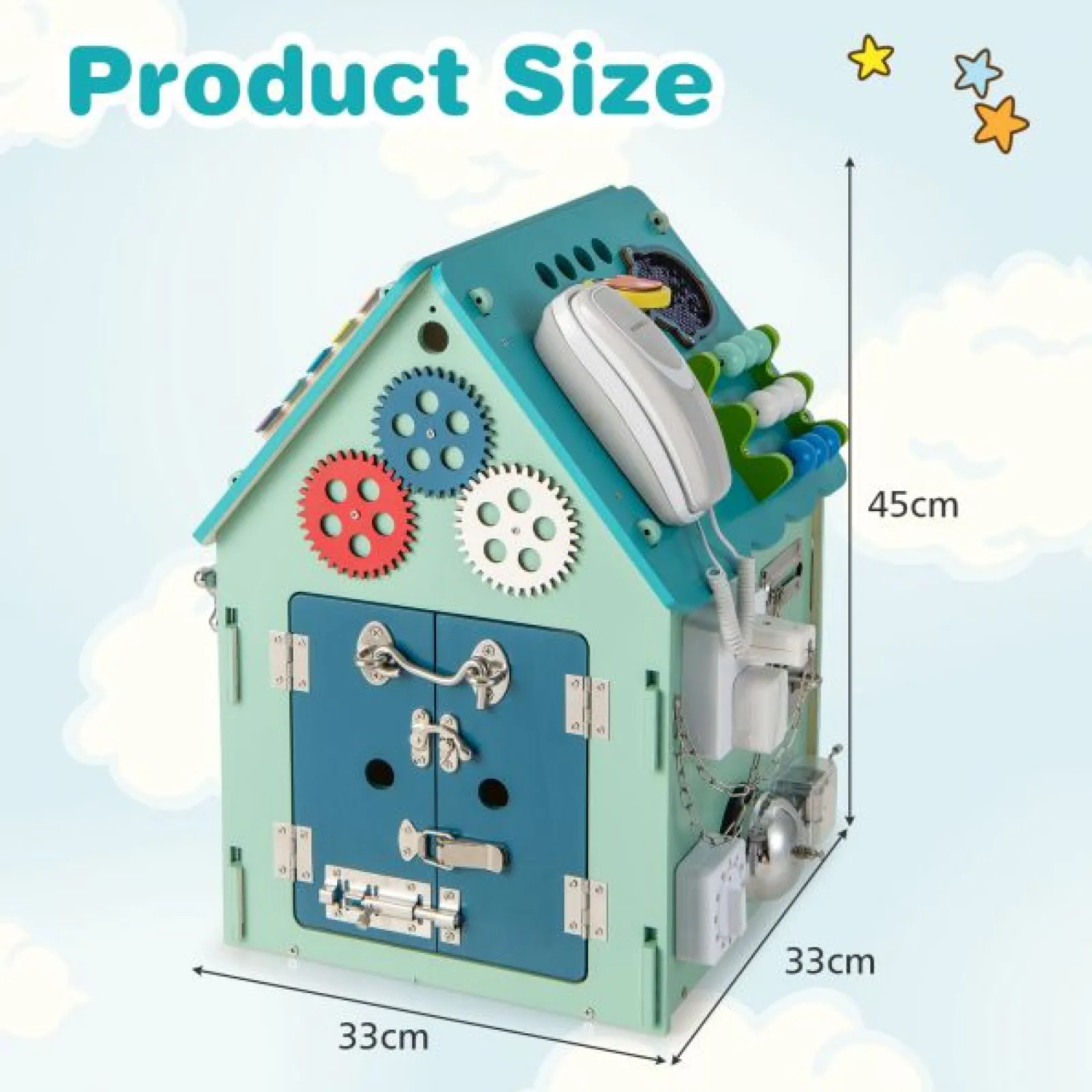 Little Helper Wooden Toys & Educational Toys | Montessori Toys & Products | Large Deluxe Montessori Sensory Busy Board | Learning Activity Toy | Interior Storage | Music Box