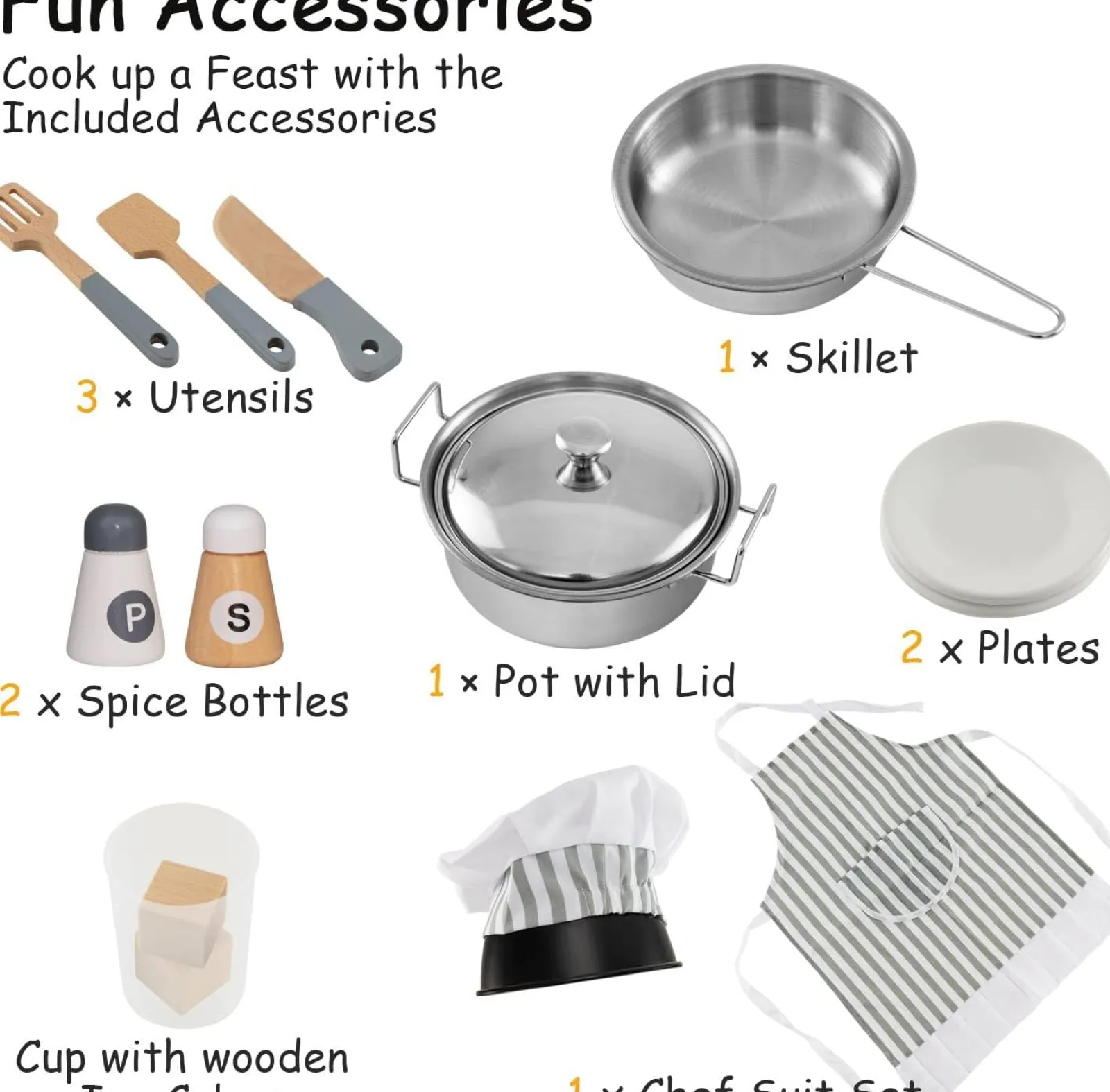 Little Helper Wooden Toys & Educational Toys | Toy Kitchens | Large Deluxe Toy Kitchen | Ice Maker | Ovens | Washing Machine | Lights & Sounds | 3-10 Years