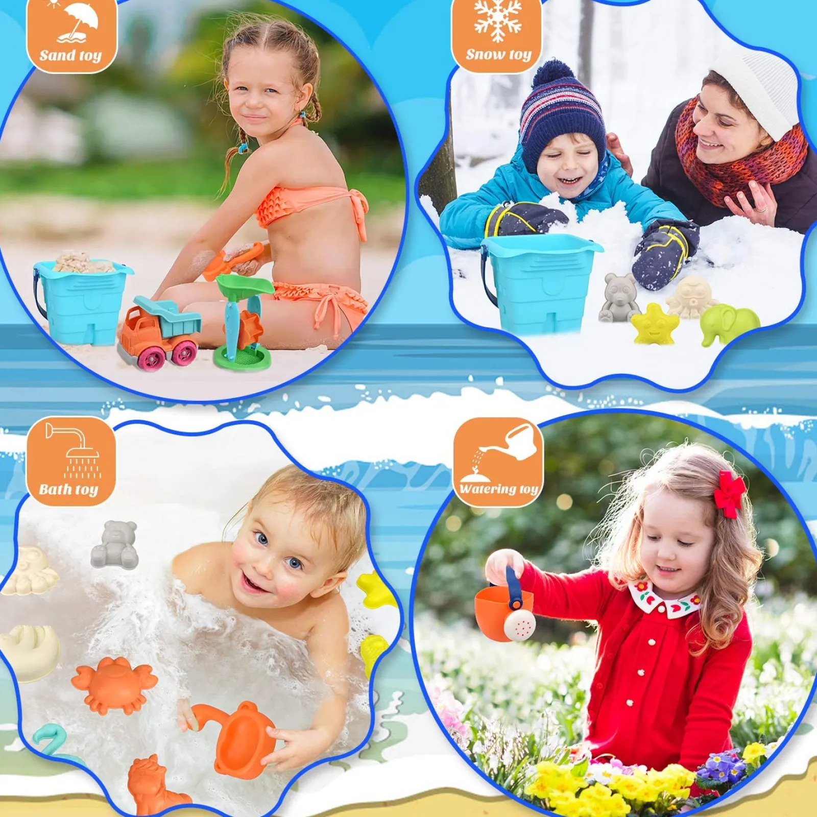 Little Helper Sand & Water Table & Sandpits & Mud Kitchens | Montessori Toys & Products | Large Eco-Friendly Bucket & Spade Set | 22 Pieces | Outdoor Kids Toys for Sand Pit | 3 years+
