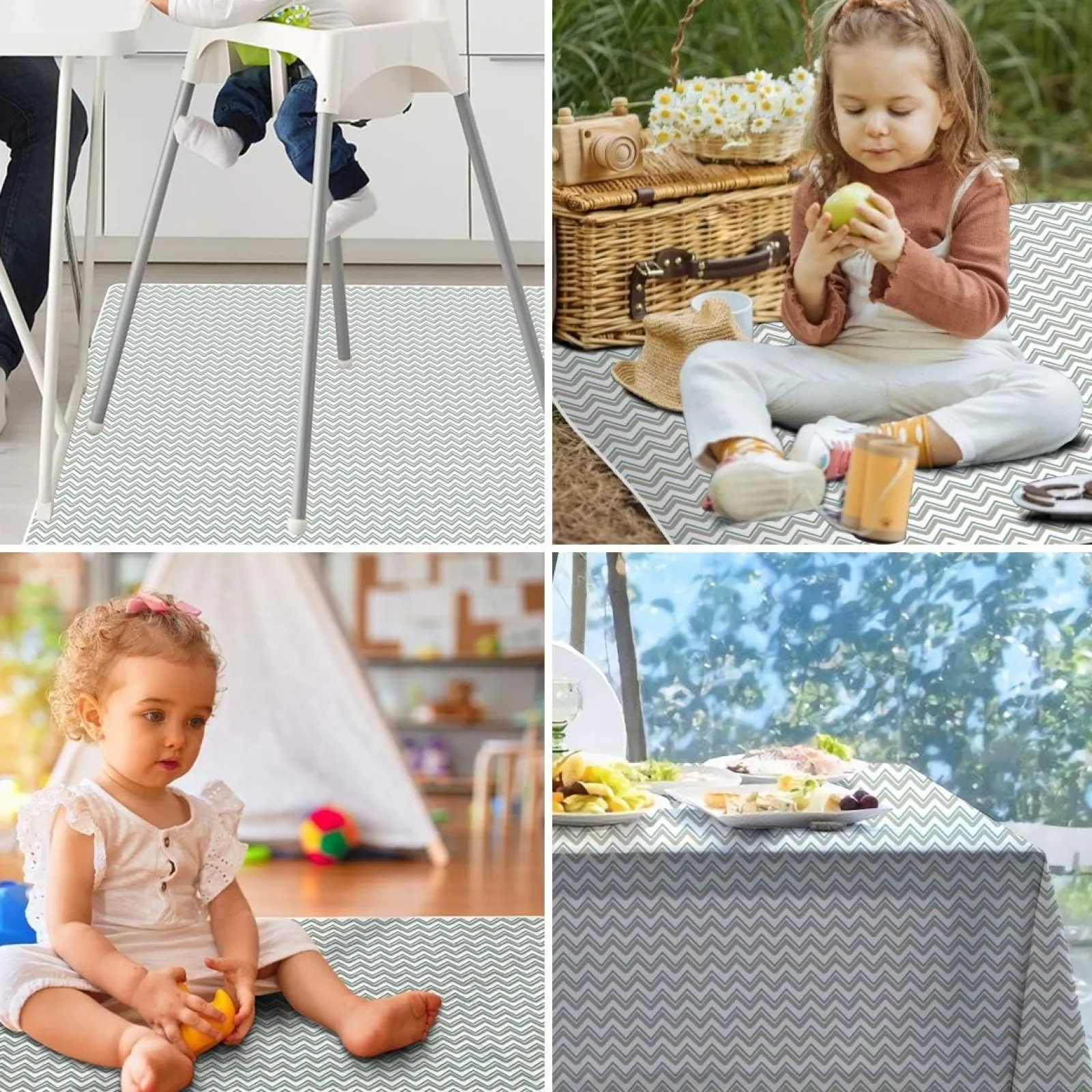 Little Helper High Chair Accessories & Inserts & Splash Mats & Cushions & Inserts | Funpod® Learning Towers | Large Floor Mat | Baby High Chair & Potty Training Splash Mat | 1.35 x 1.35m | Grey