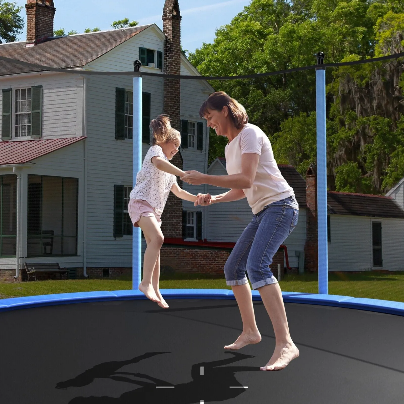 Little Helper Swing & Slide Sets & Garden Play & Trampolines | Large 8FT Children Trampolines Outdoor Garden Trampoline with Safety Enclosure Net