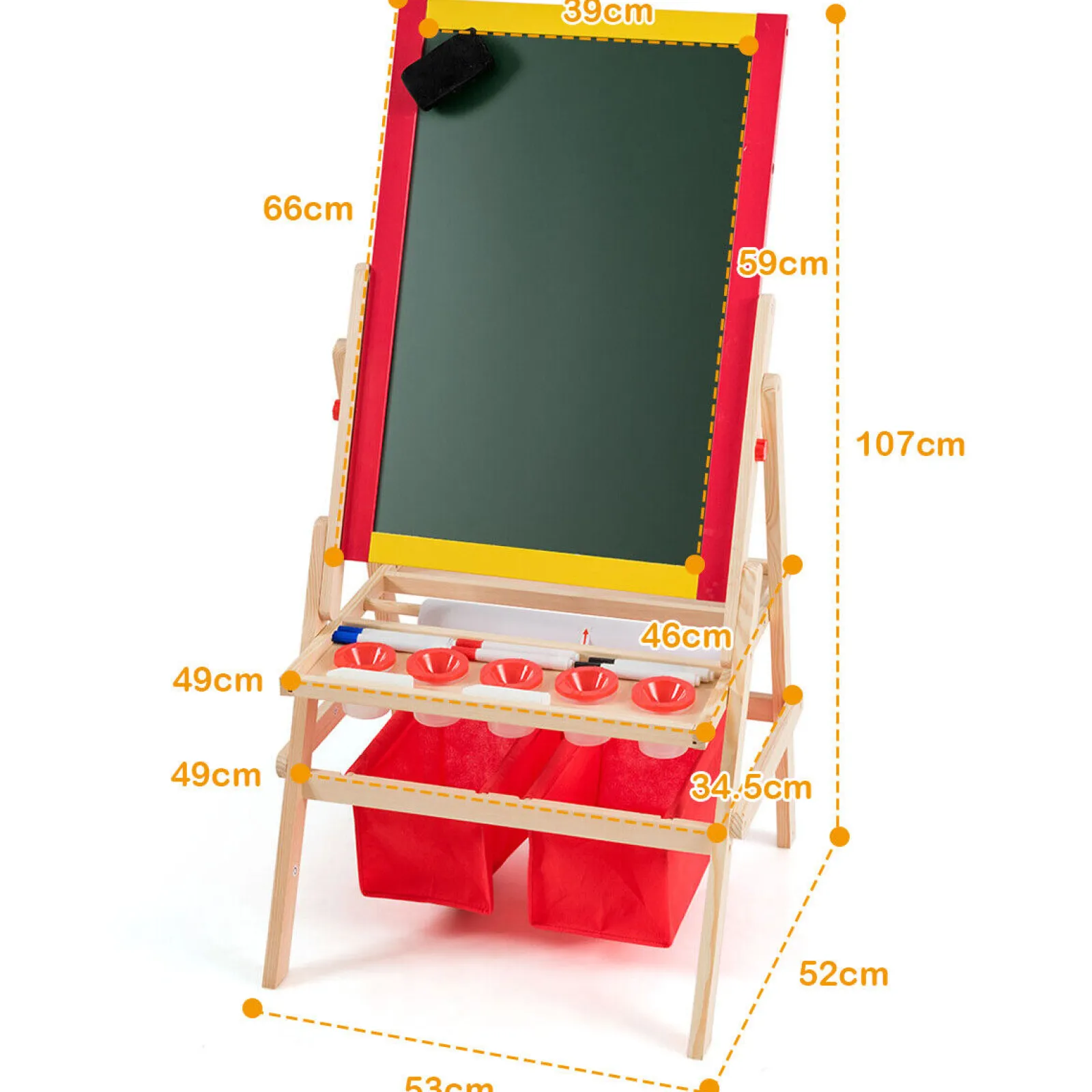 Little Helper Kids Arts & Crafts & Accessories | Easels & Accessories | Large 3-in-1 Eco Conscious Pine Wood Easel | Whiteboard | Blackboard Double Easel | 3-10 years