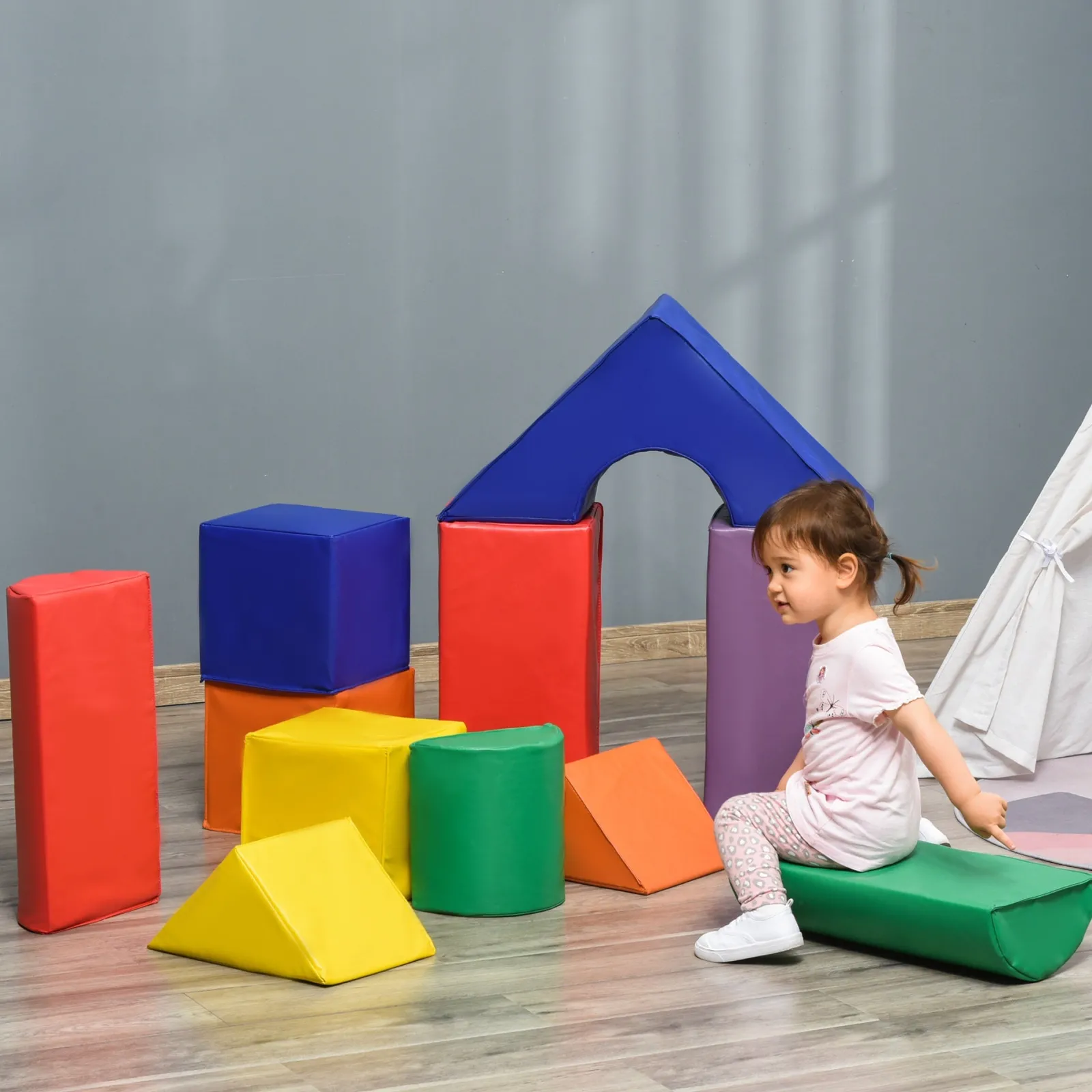 Little Helper Swing & Slide Sets & Garden Play & Trampolines | Kids Climbing Frames & Activity Toys | Large Indoor Soft Play Equipment | Montessori 11 Piece Foam Play Set | Primary Colours | 1-3 years