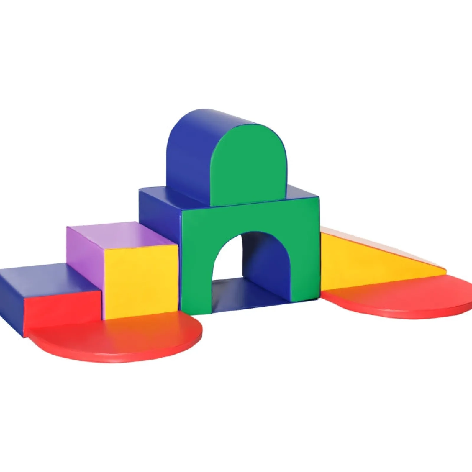 Little Helper Swing & Slide Sets & Garden Play & Trampolines | Kids Climbing Frames & Activity Toys | Large Indoor Soft Play Equipment | Montessori 7 Piece Foam Play Set with Steps & Tunnel | Primary Colours | 18 months+