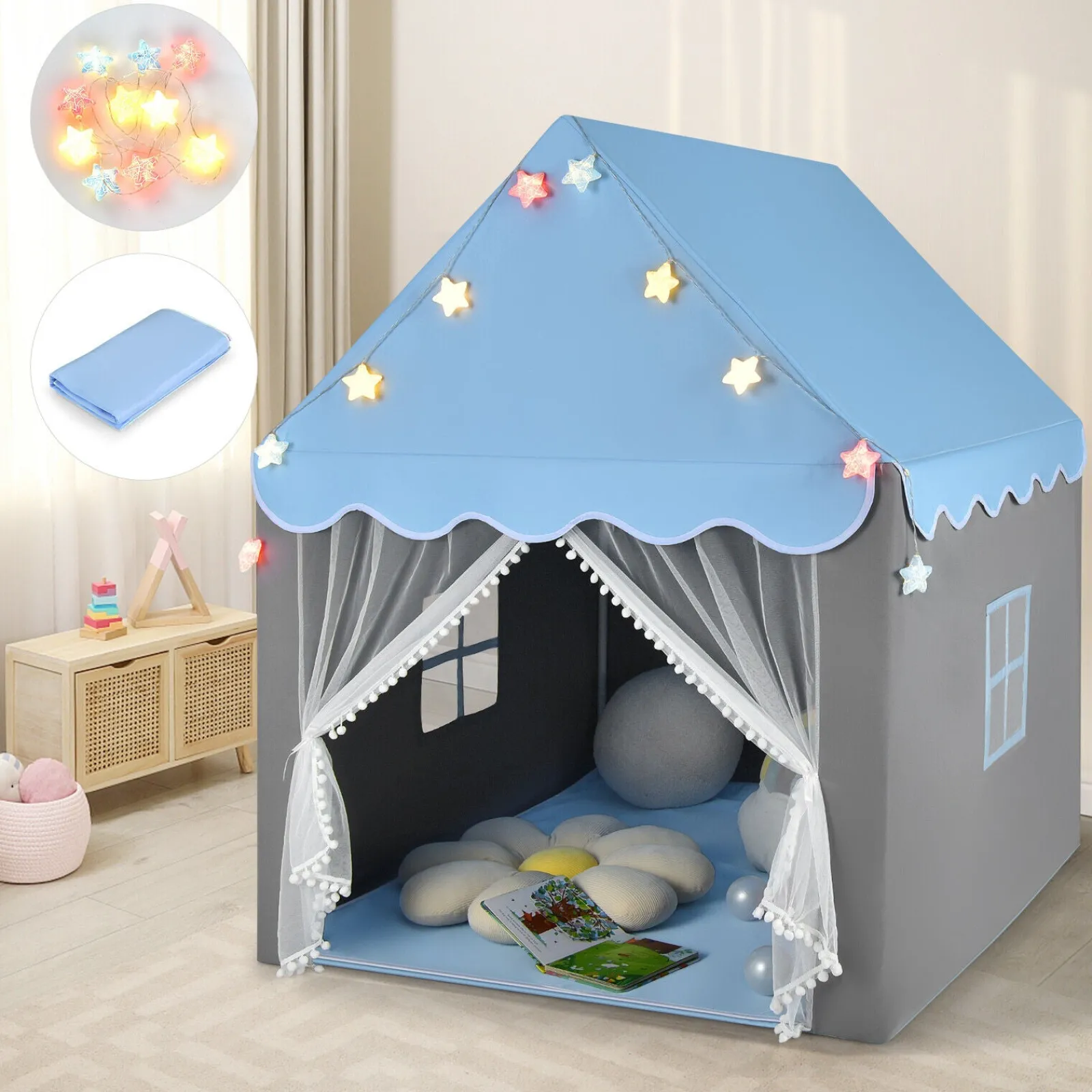 Little Helper Role Play Toys & Pretend Play | Playhouses, Teepees & Dens | Large Kids Playhouse Tent | Indoor Outdoor Castle Fairy Tent | Lights & Mat