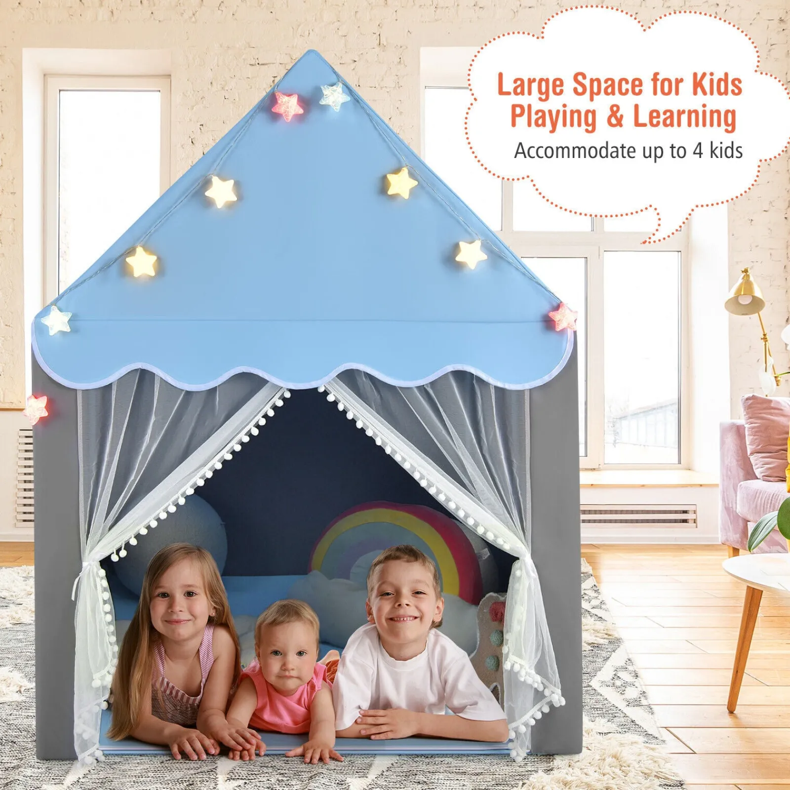 Little Helper Role Play Toys & Pretend Play | Playhouses, Teepees & Dens | Large Kids Playhouse Tent | Indoor Outdoor Castle Fairy Tent | Lights & Mat