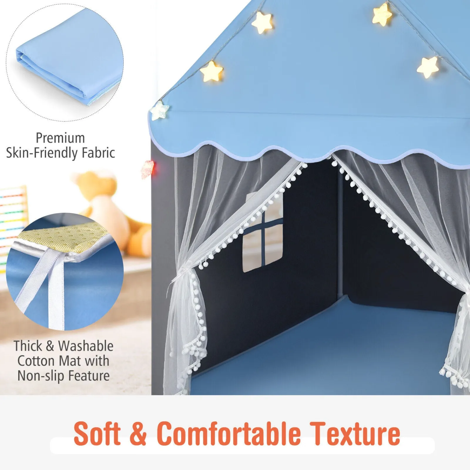 Little Helper Role Play Toys & Pretend Play | Playhouses, Teepees & Dens | Large Kids Playhouse Tent | Indoor Outdoor Castle Fairy Tent | Lights & Mat