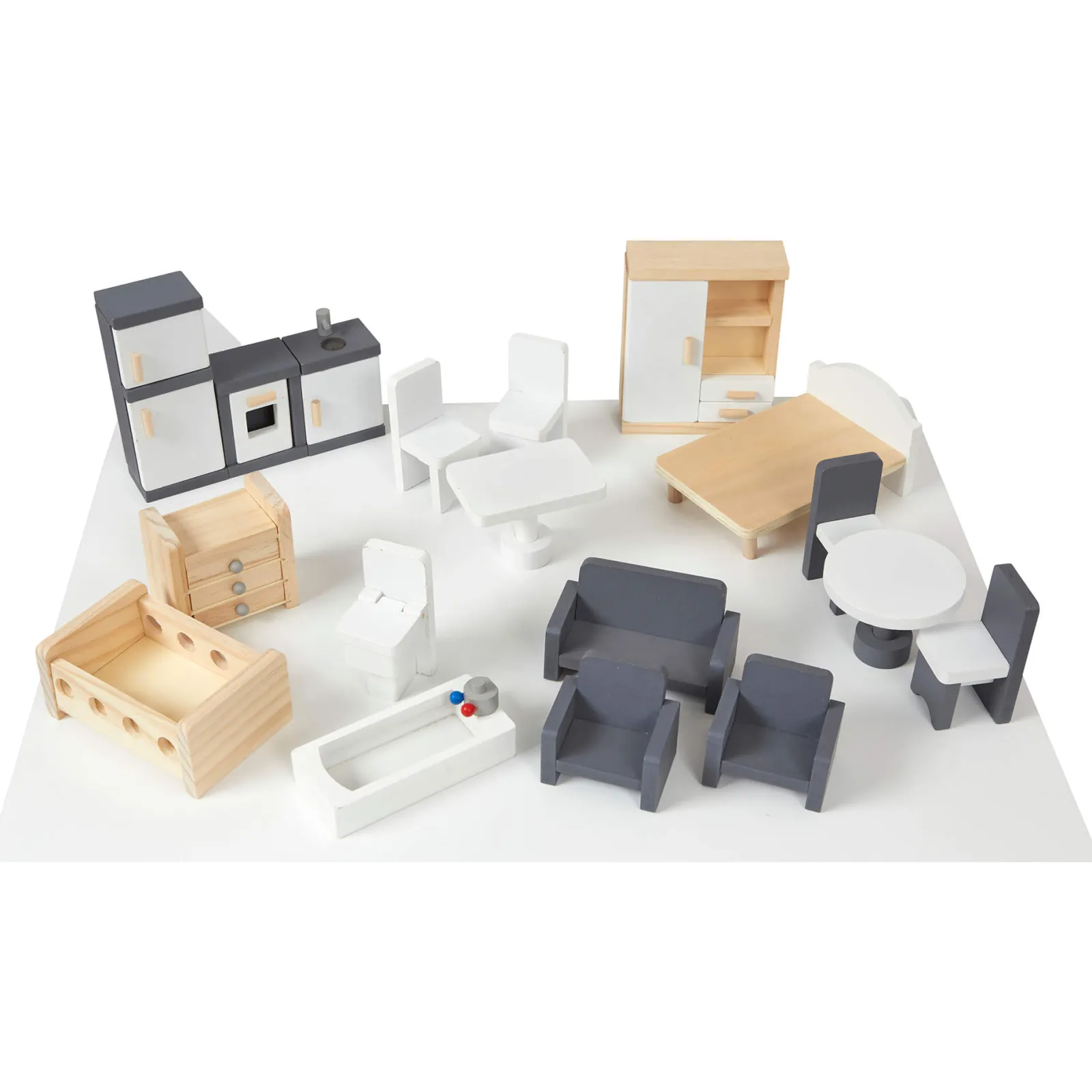 Little Helper Wooden Toys & Educational Toys | Montessori Toys & Products | Large Montessori Detailed & Realistic Wooden Dolls House | 3 Storey Dollhouse | 18 Furniture Pieces