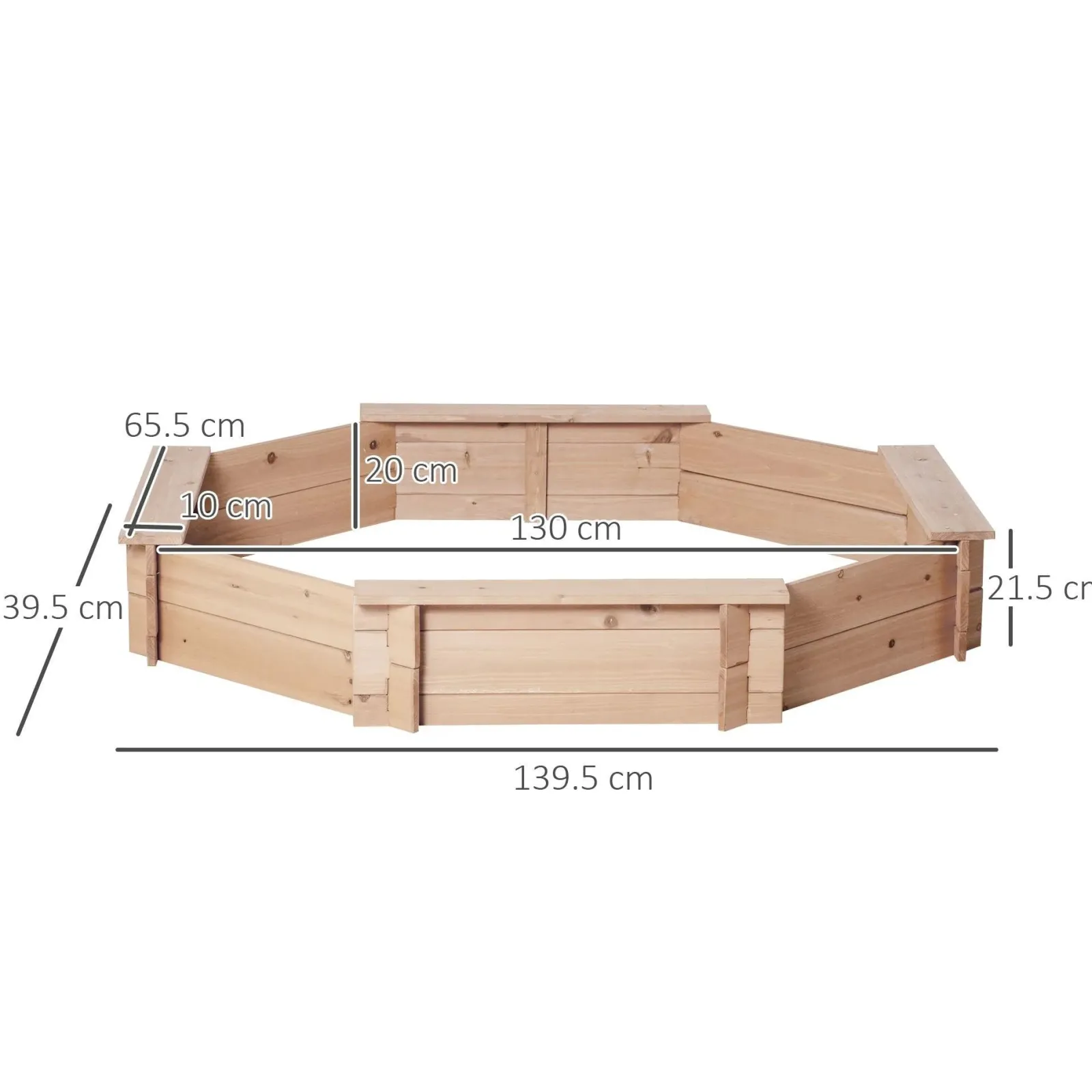 Little Helper Sand & Water Table & Sandpits & Mud Kitchens | Large Montessori Hexagonal Eco Wooden Sandpit with FREE Cover | 1.4m diameter