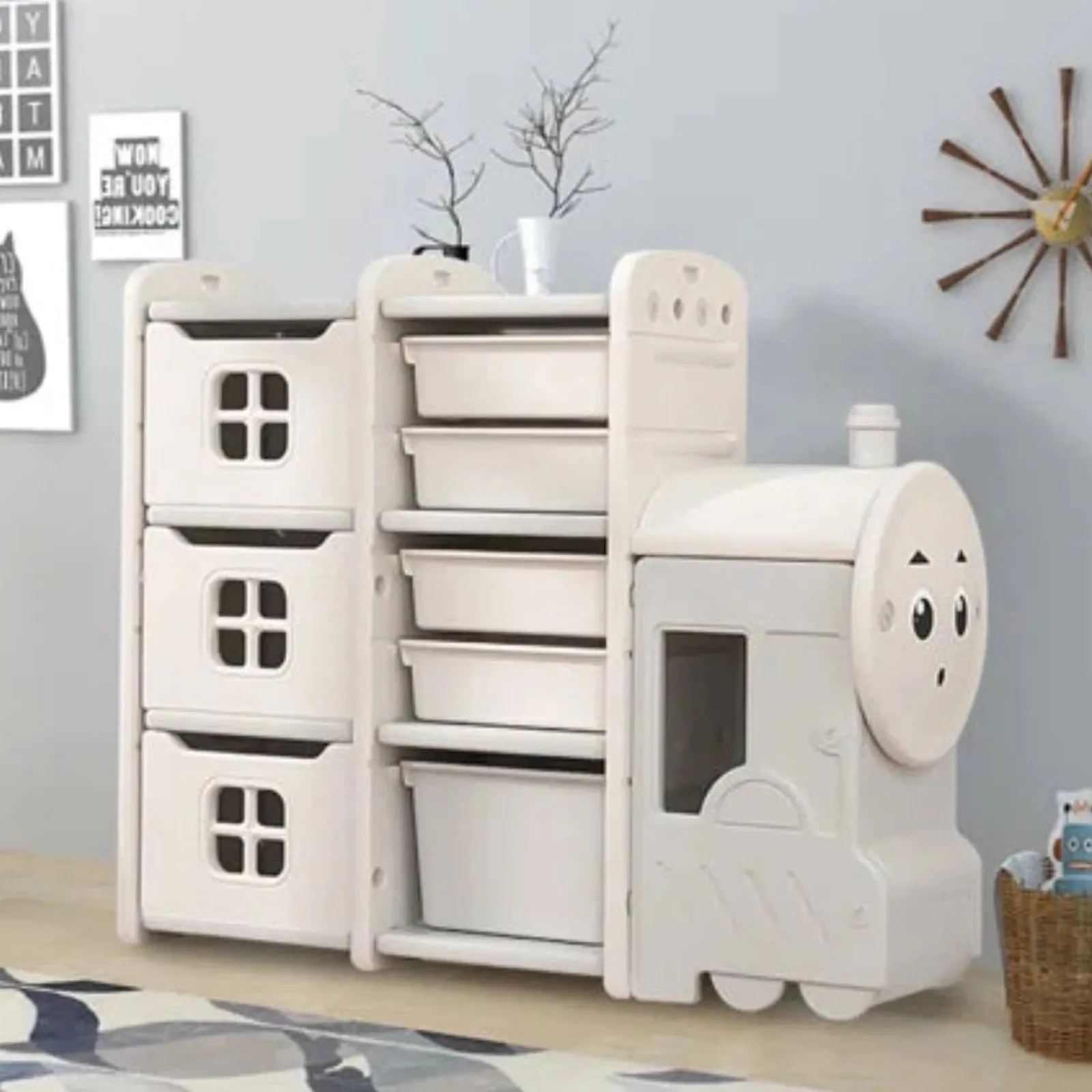 Little Helper Montessori Toys & Products | Toy Storage Units | Large Montessori Train-shaped Locomotive Toy Storage | Toy Box | 2 Sizes | 3 Years+