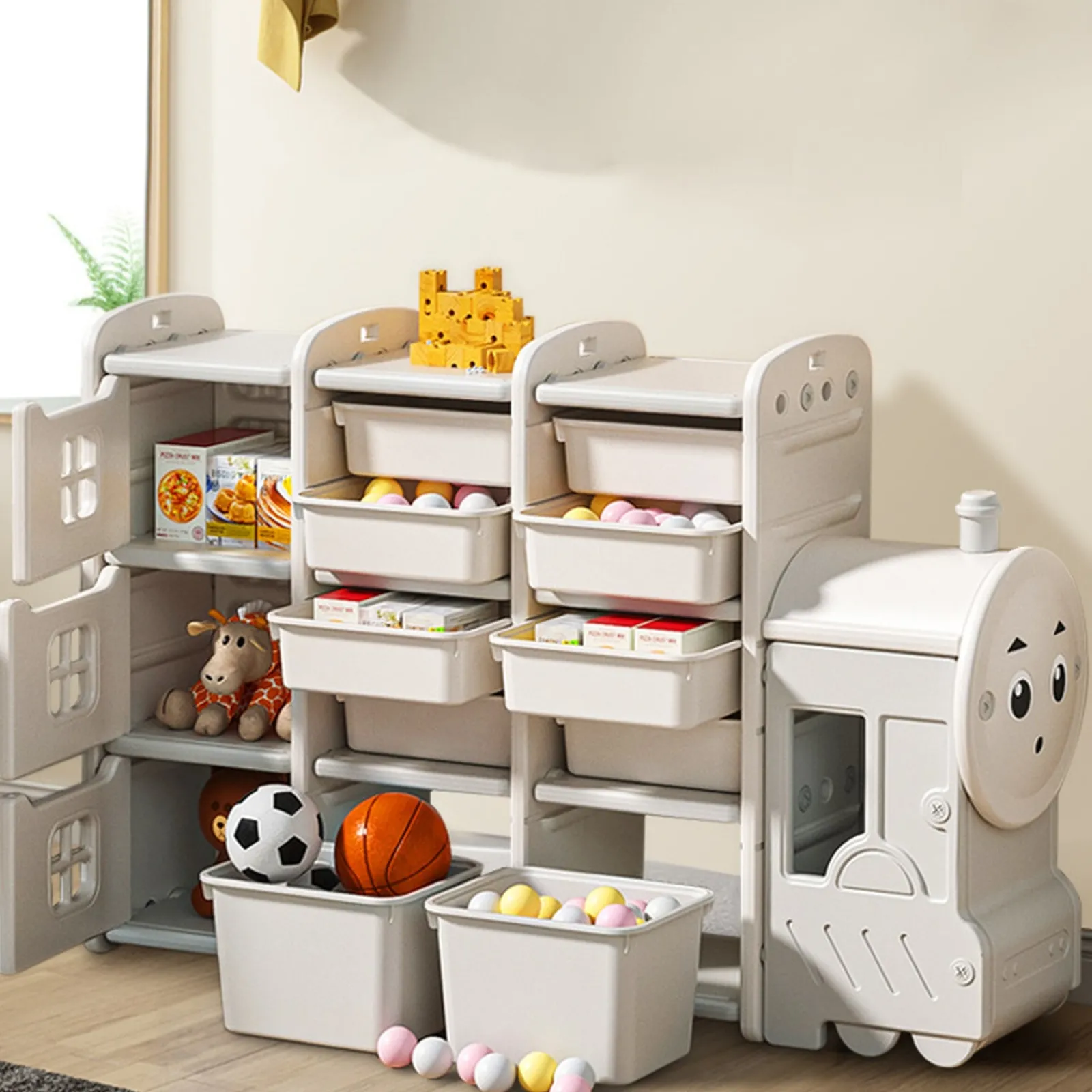 Little Helper Montessori Toys & Products | Toy Storage Units | Large Montessori Train-shaped Locomotive Toy Storage | Toy Box | 2 Sizes | 3 Years+
