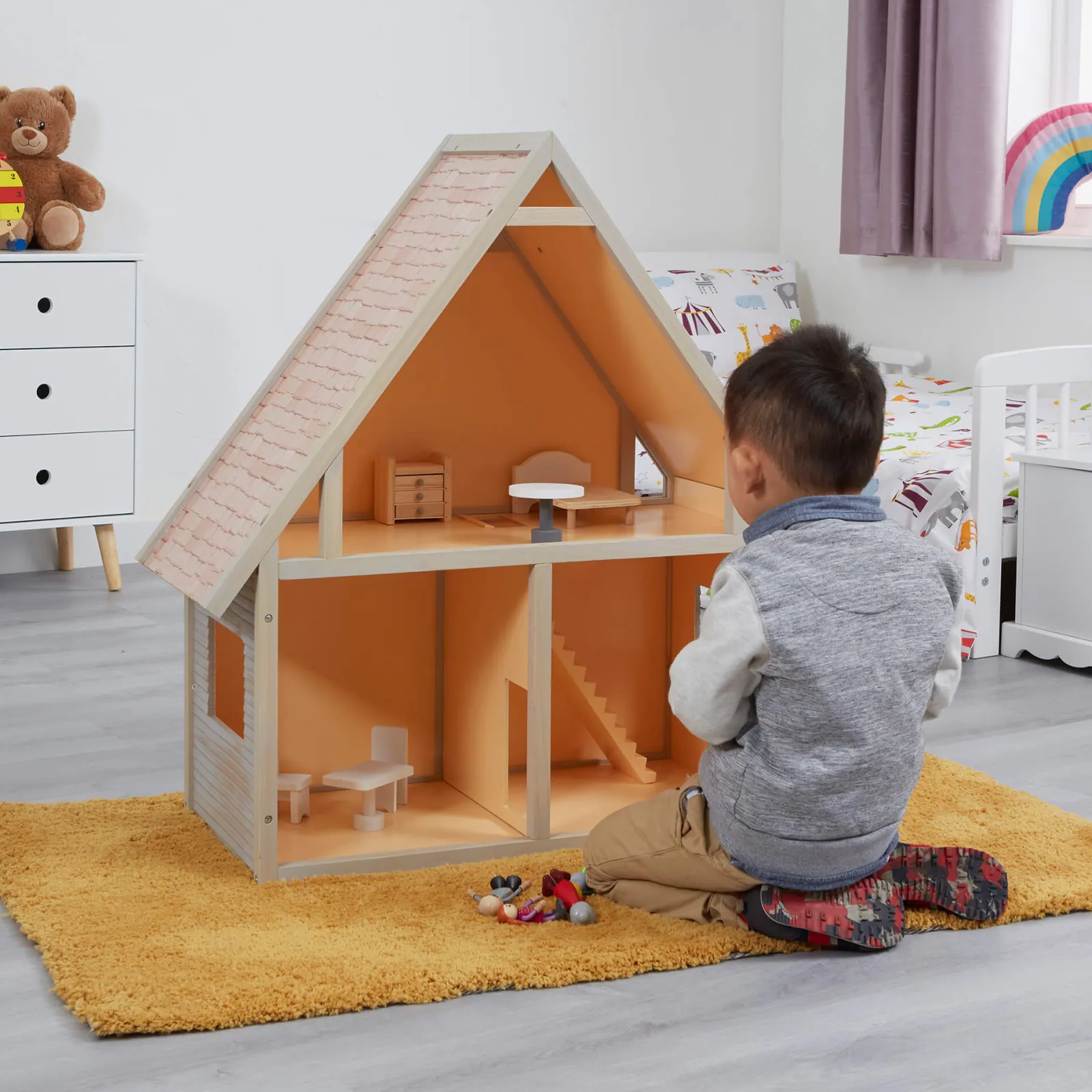 Little Helper Wooden Toys & Educational Toys | Montessori Toys & Products | Large Montessori Wooden Bookcase & Dolls House Toy Storage | 80cm High x 77cm Wide