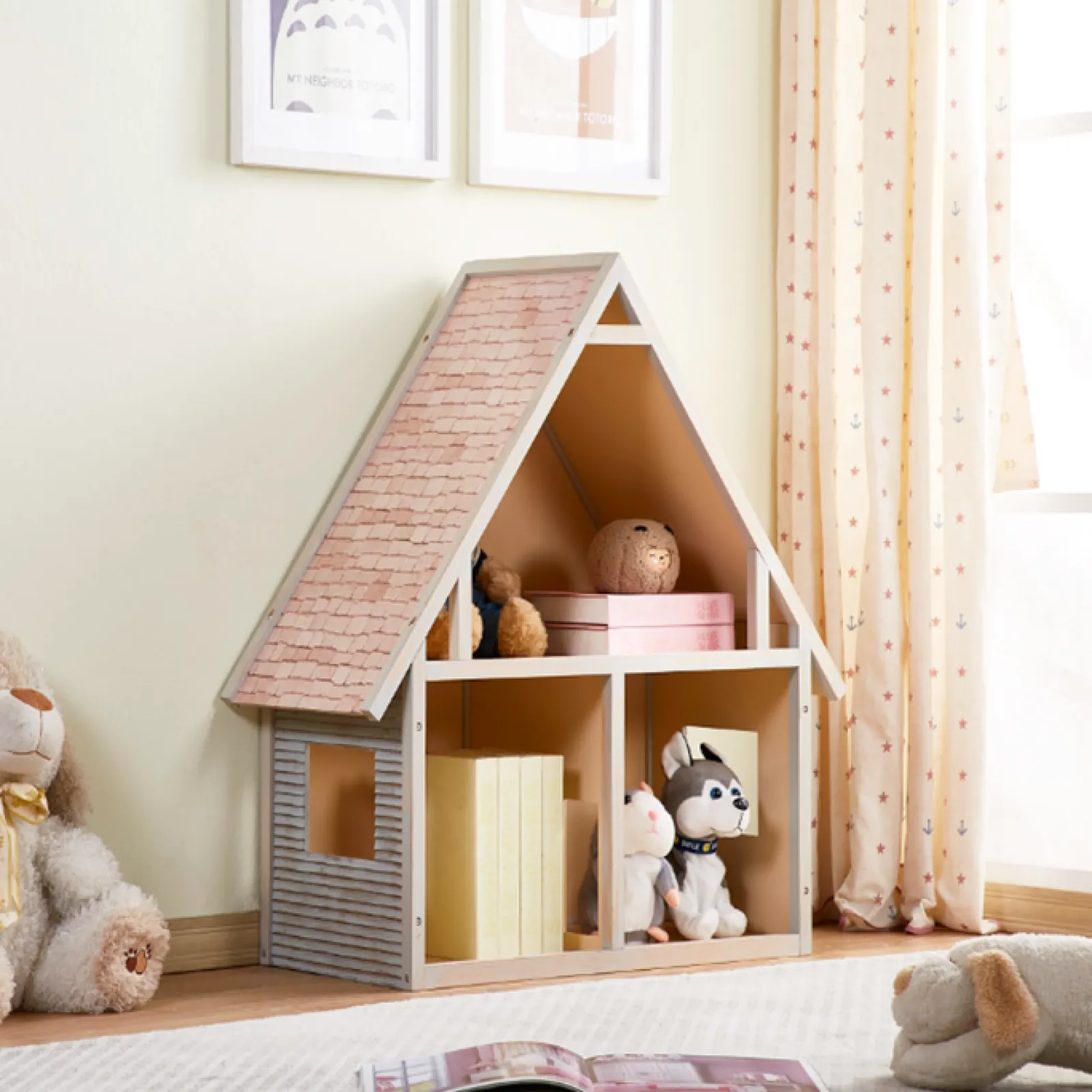 Little Helper Wooden Toys & Educational Toys | Montessori Toys & Products | Large Montessori Wooden Bookcase & Dolls House Toy Storage | 80cm High x 77cm Wide