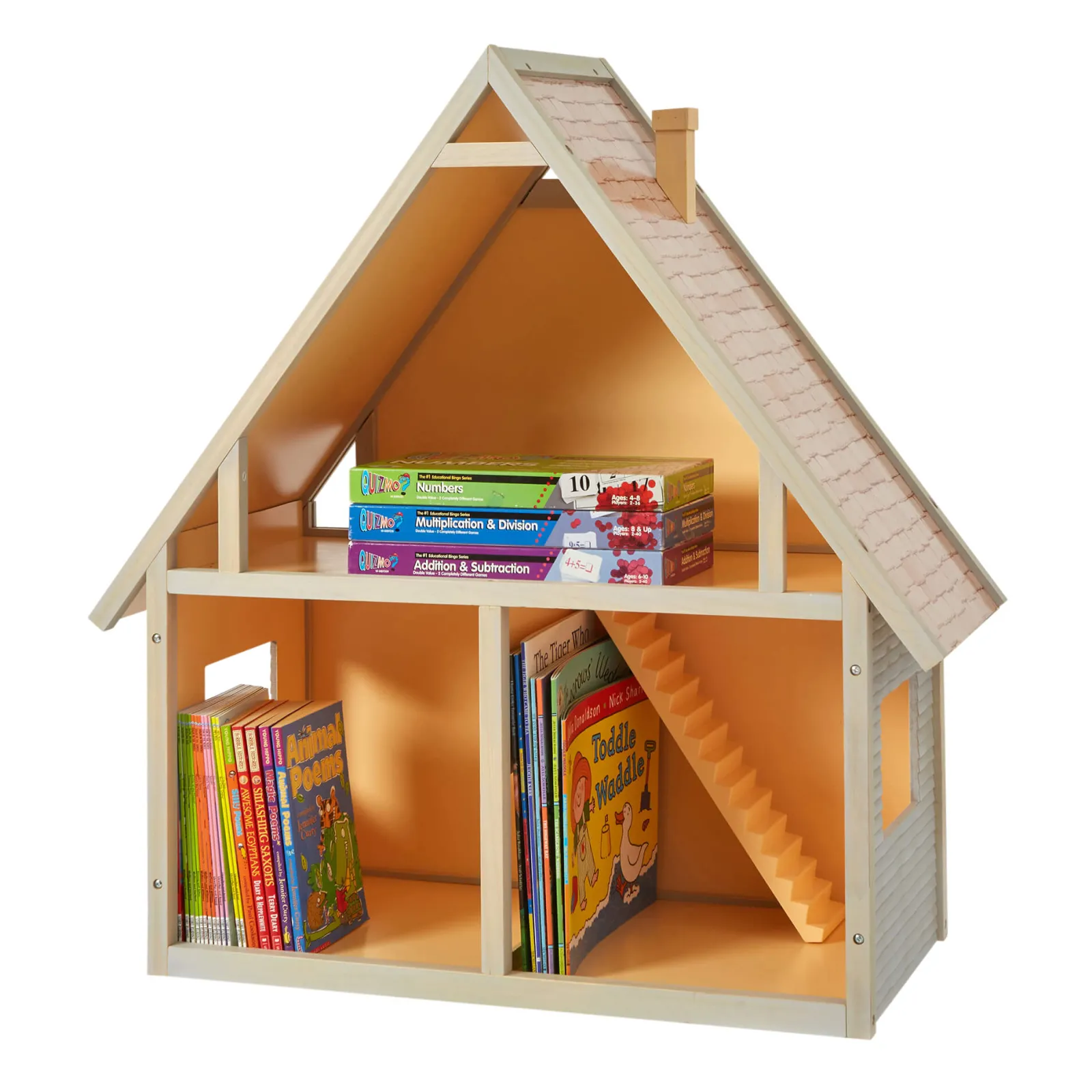 Little Helper Wooden Toys & Educational Toys | Montessori Toys & Products | Large Montessori Wooden Bookcase & Dolls House Toy Storage | 80cm High x 77cm Wide